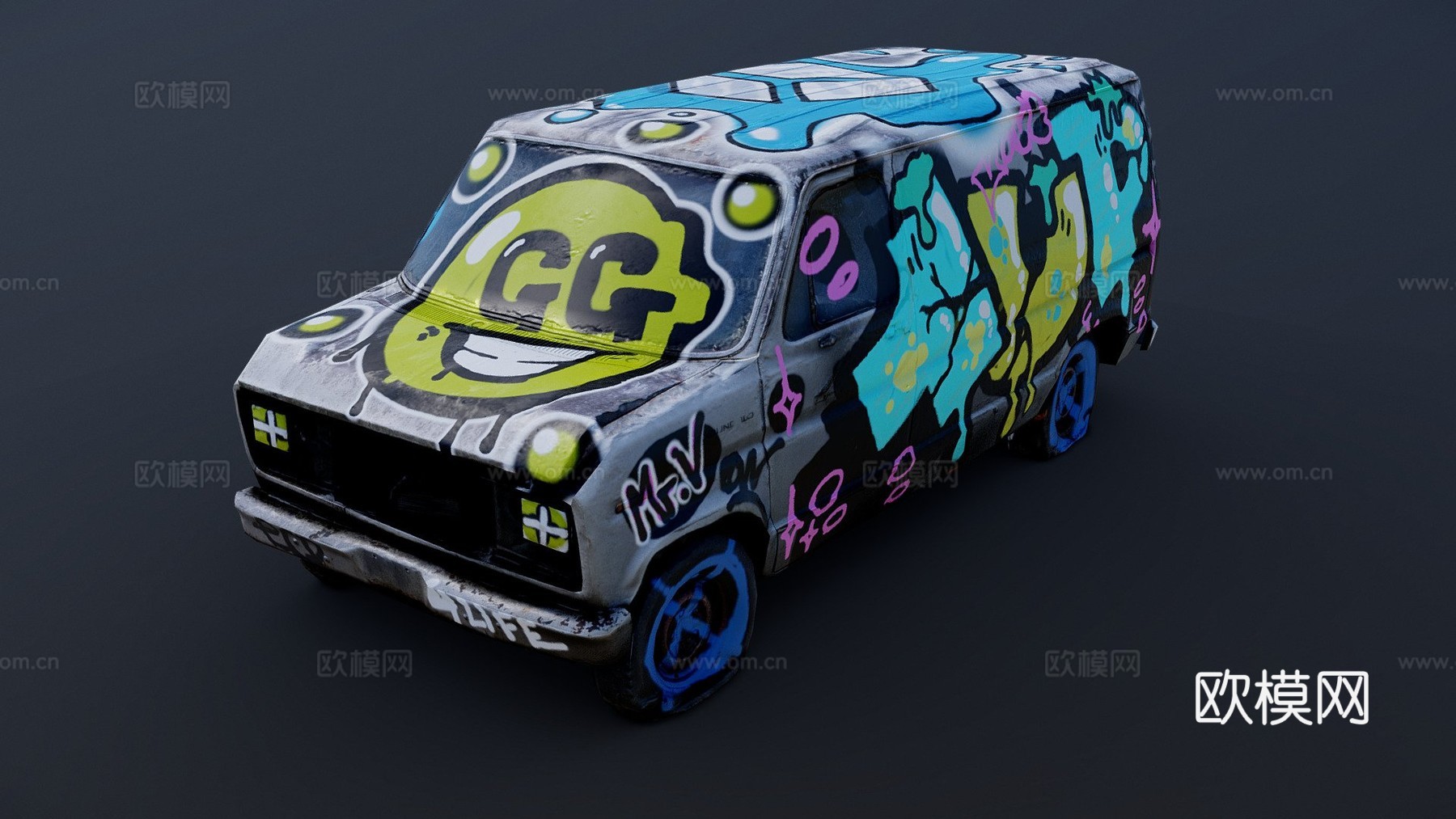 旧货车-涂鸦挑战（Sketchfab）su模型