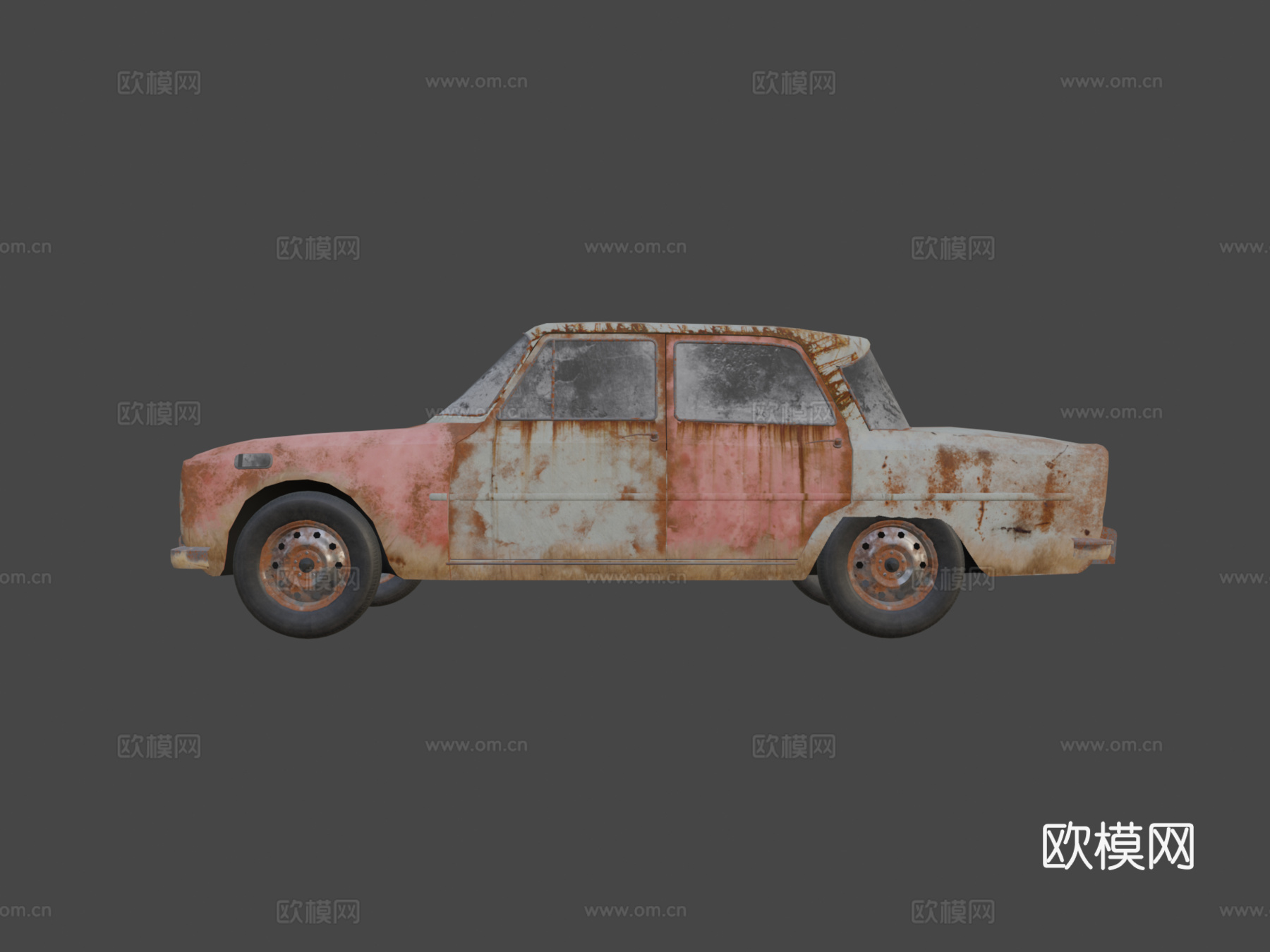 生锈的阿尔法罗密欧旧车su模型