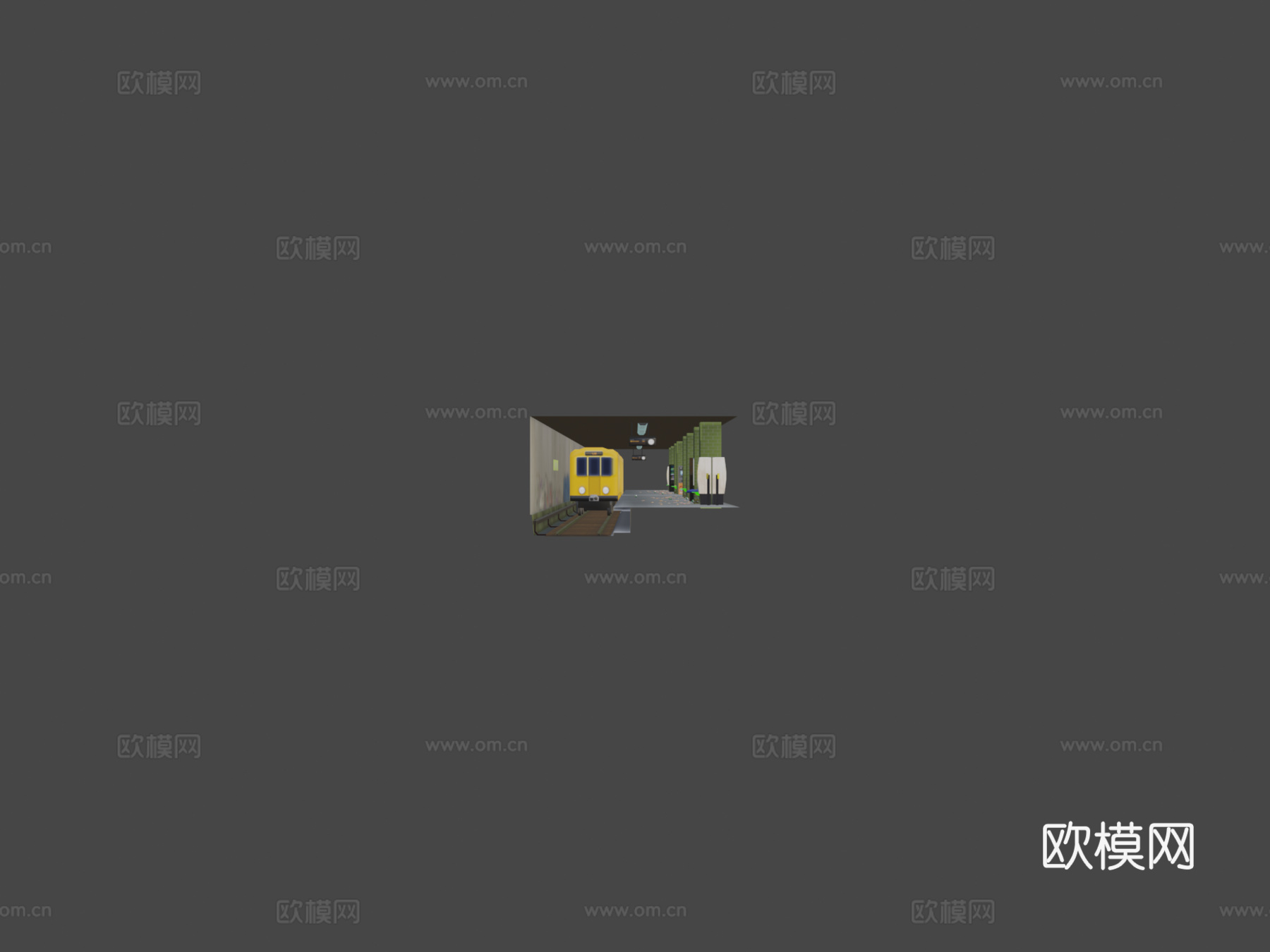 低多边形柏林地铁站su模型