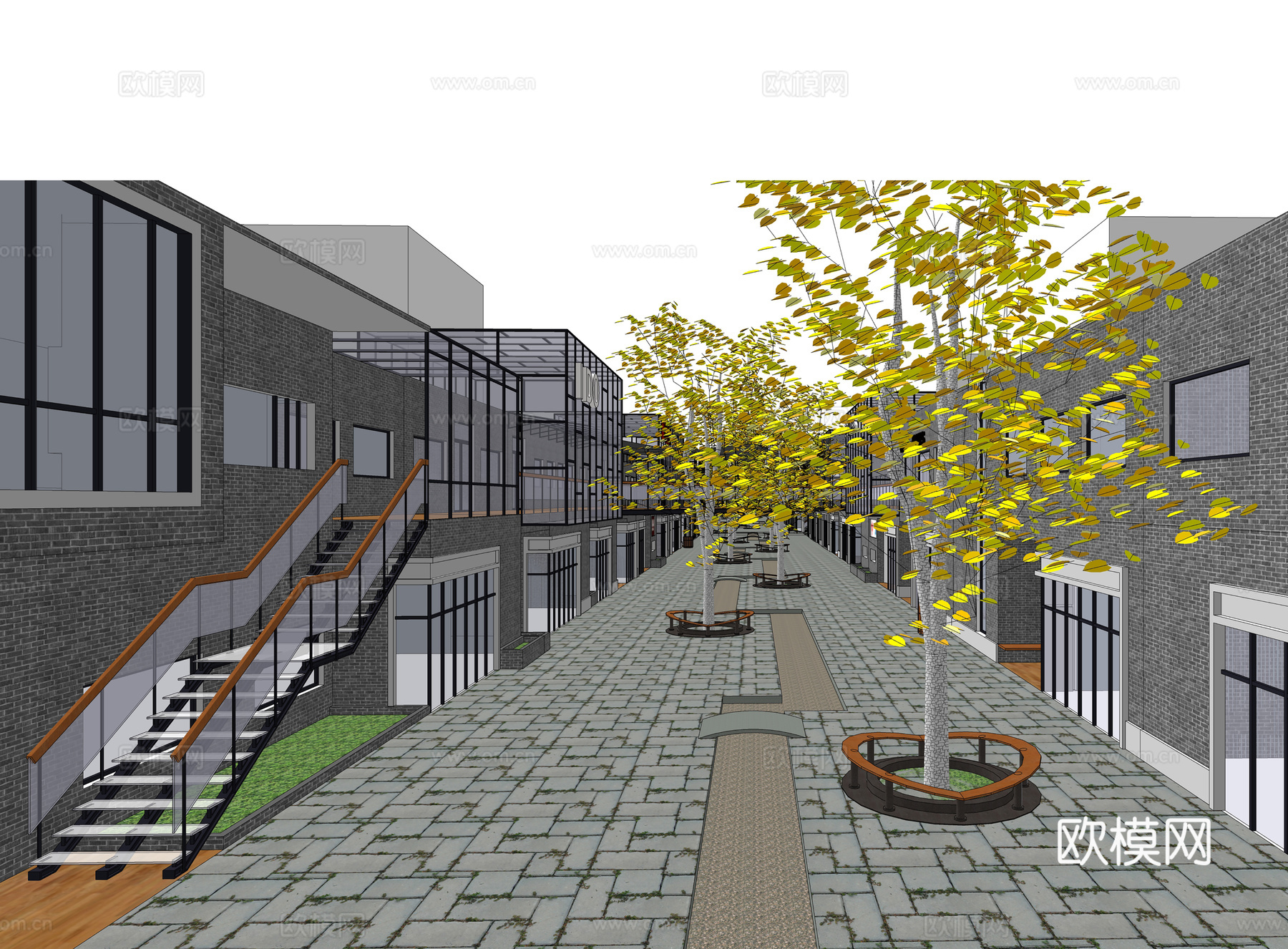 工业风文创街区su模型