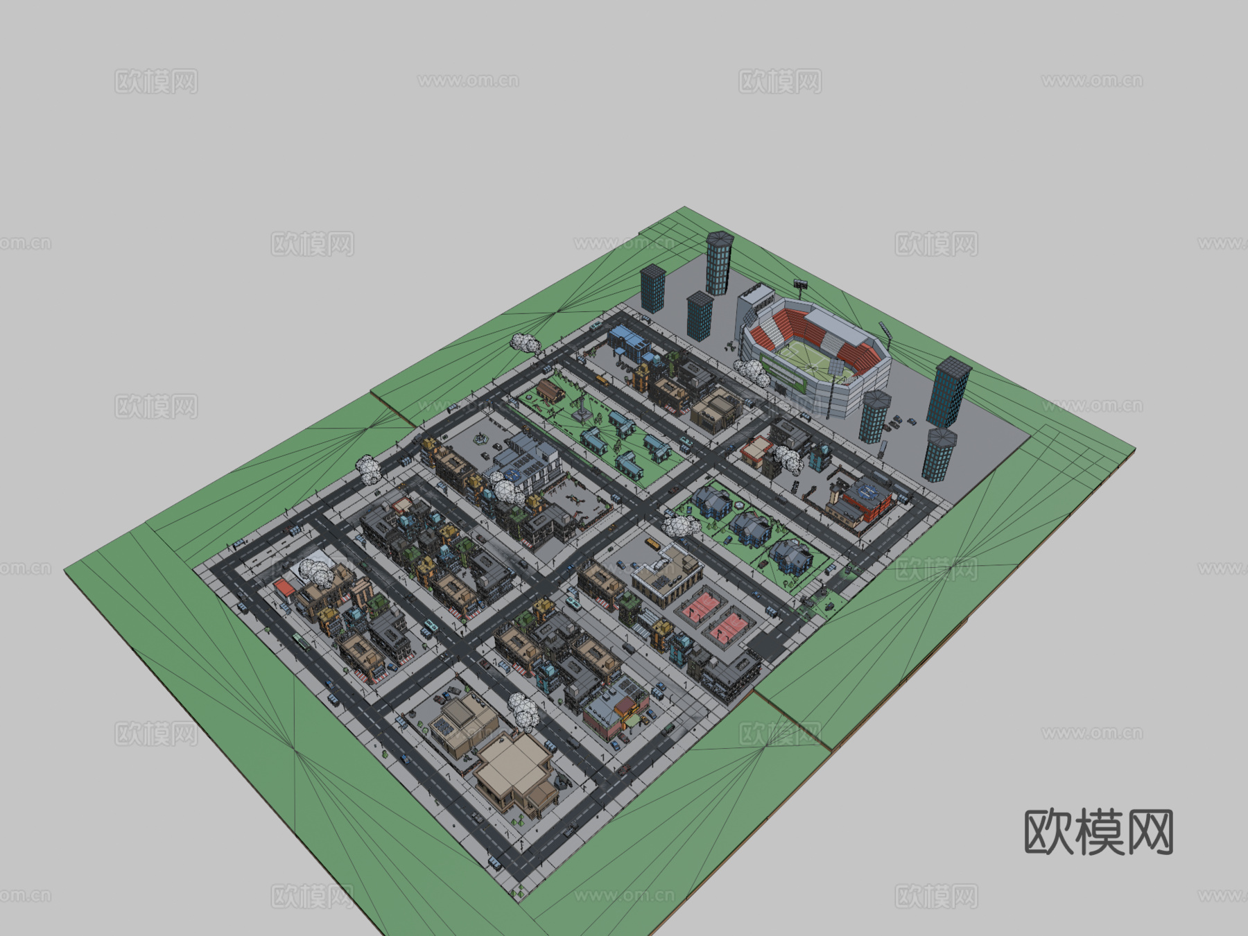 低多边形城市包su模型