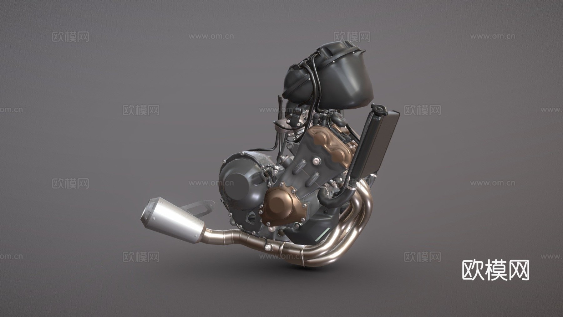 三缸摩托车发动机su模型