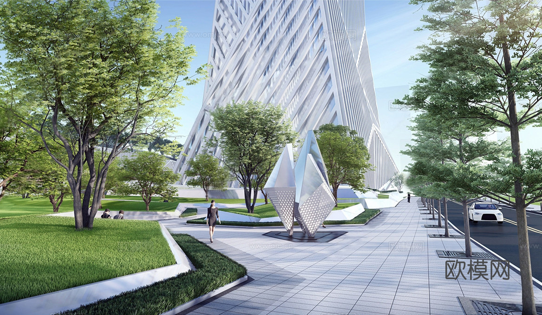 现代办公景观 写字楼su模型