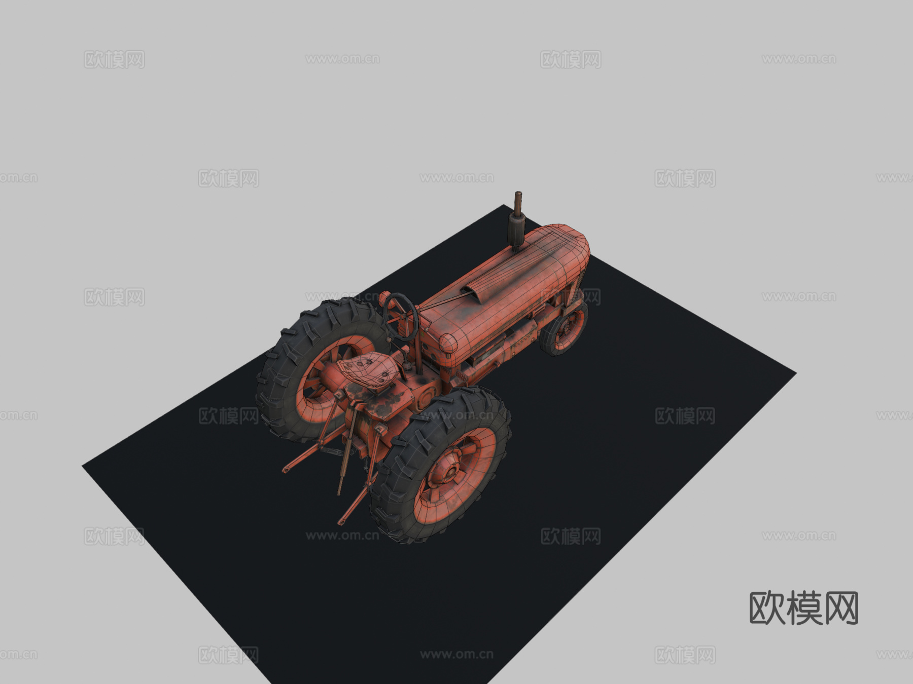 旧生锈拖拉机su模型