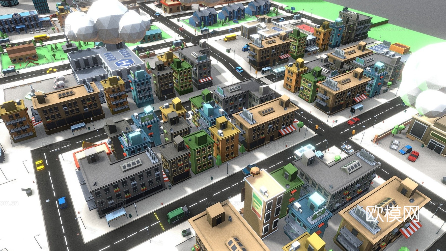 低多边形城市包su模型