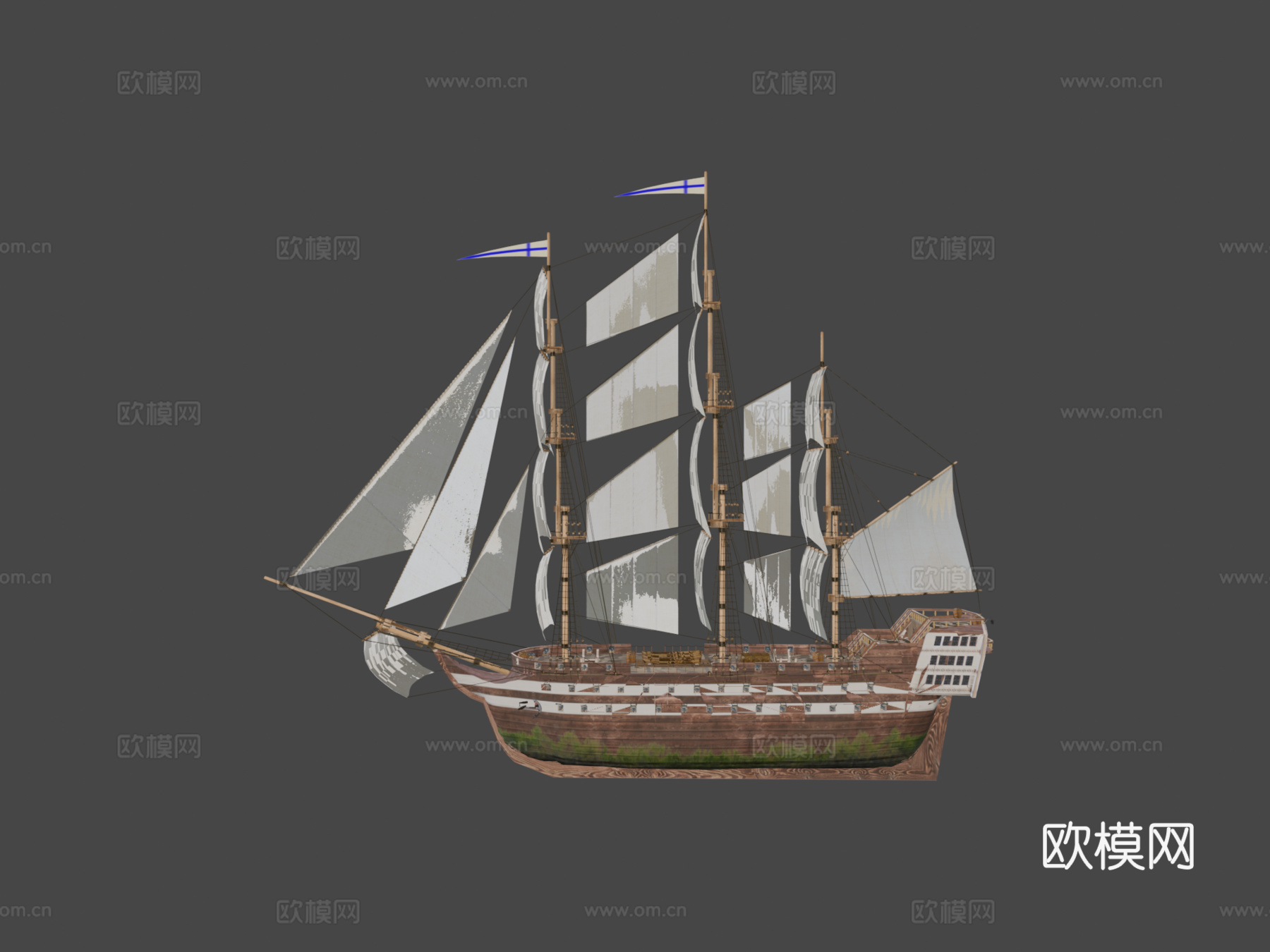 线列战舰 80 门炮su模型