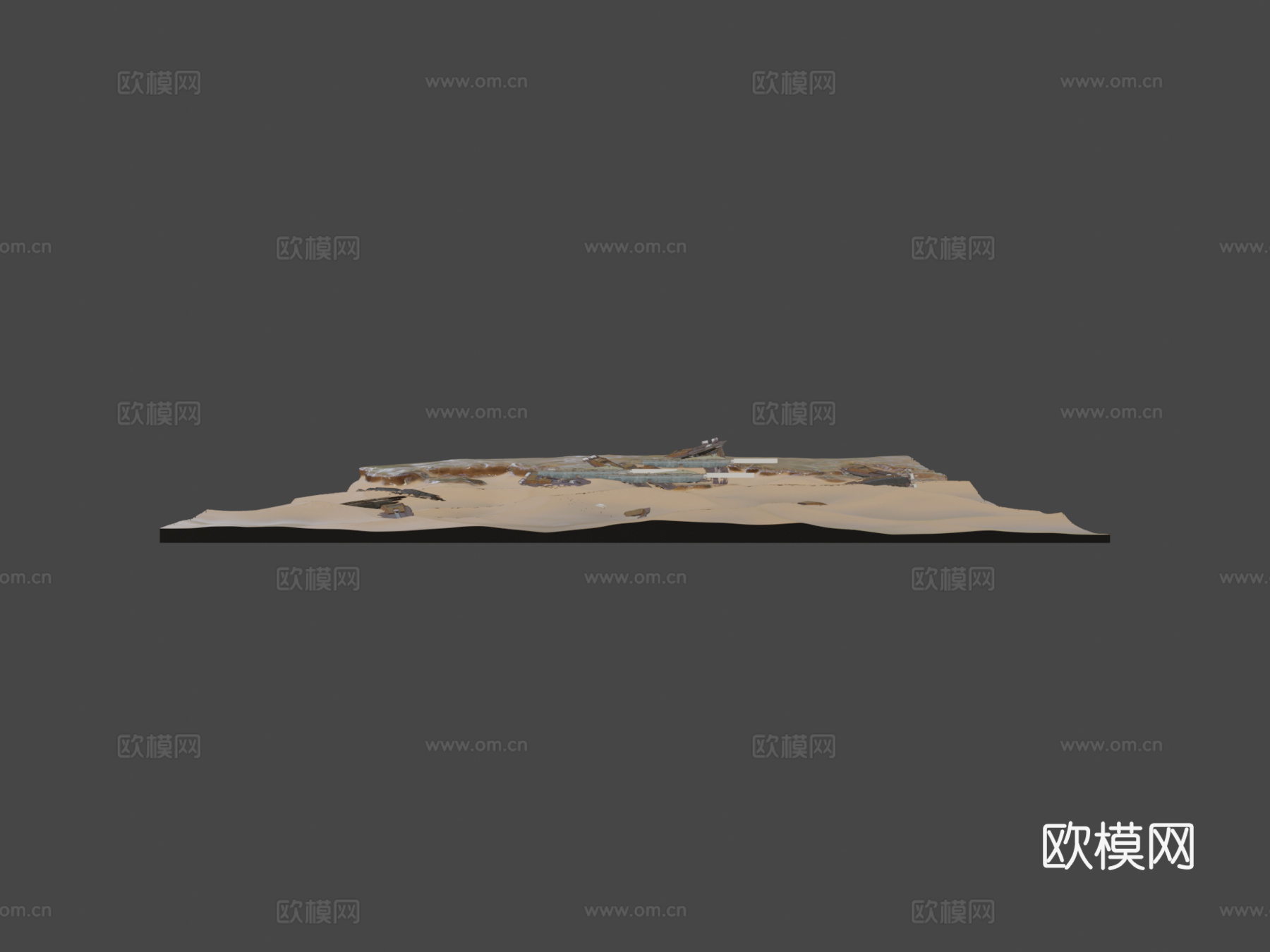 沙漠，飞船墓地su模型