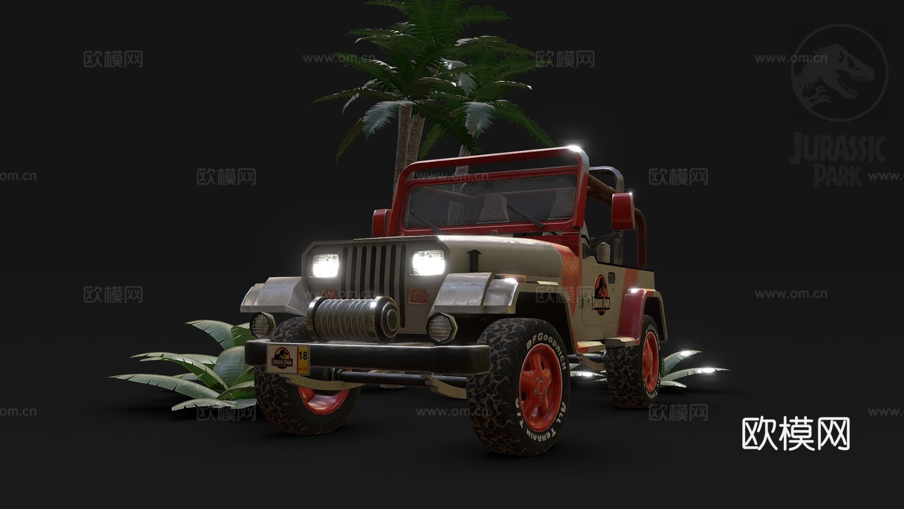 侏罗纪公园吉普18低多边形su模型