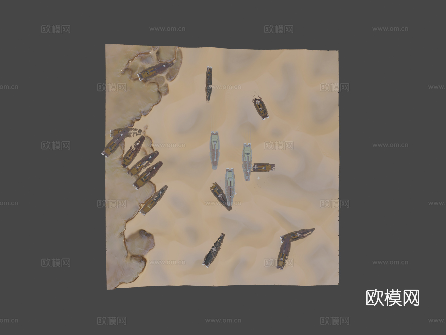 沙漠，飞船墓地su模型