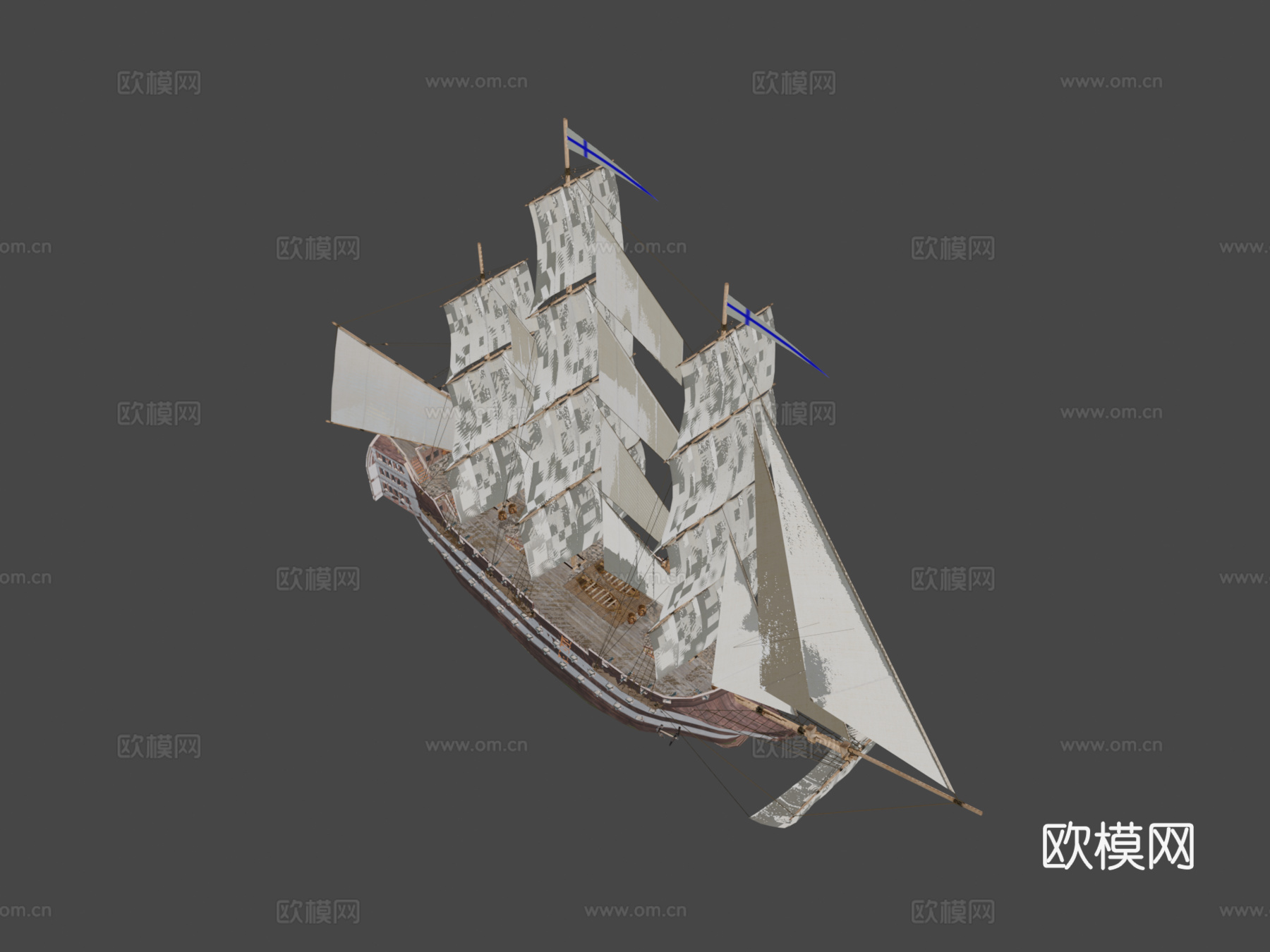 线列战舰 80 门炮su模型