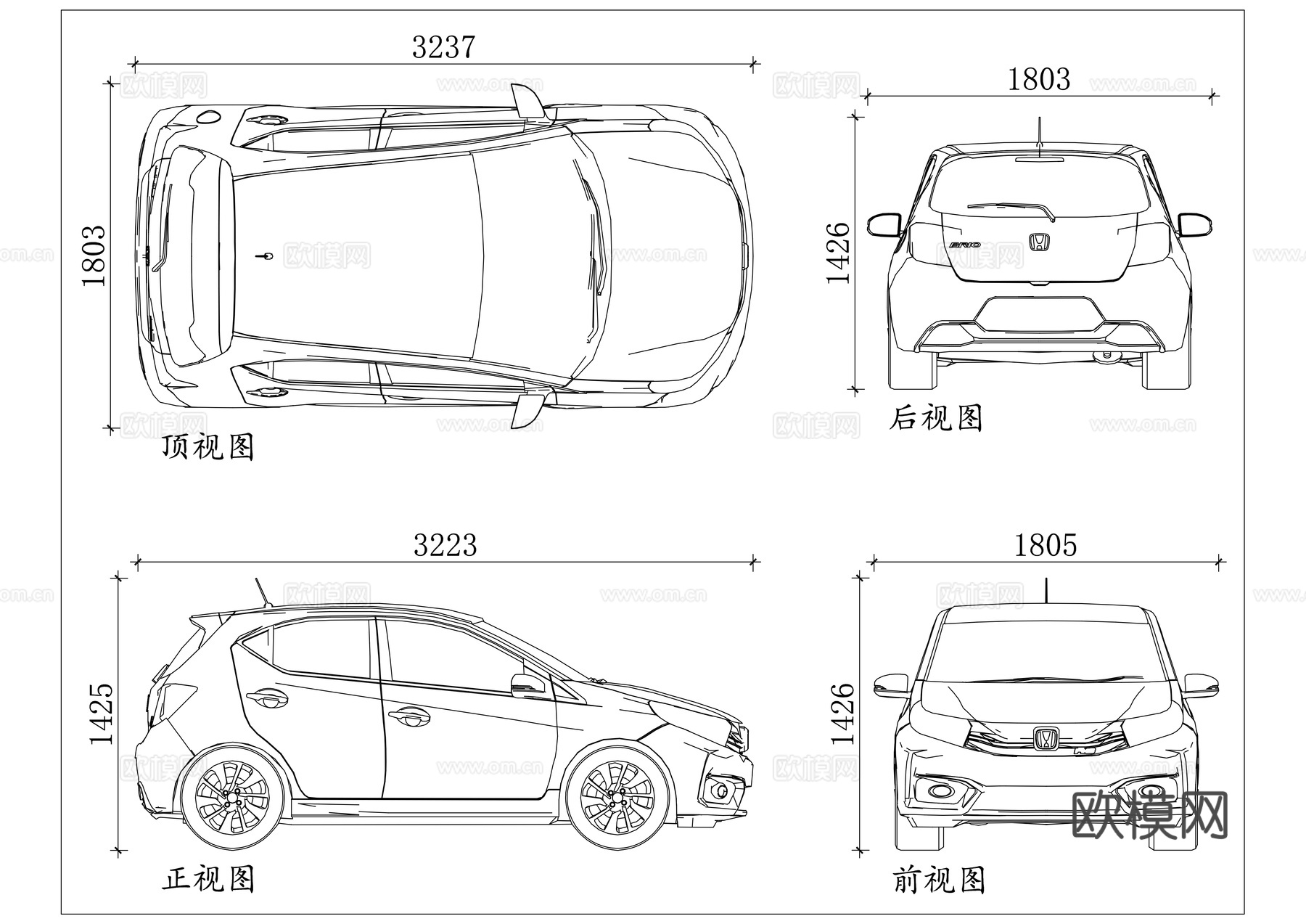 小掀背 两厢小车 紧凑型掀背 小两厢车 迷你掀背车cad施工图