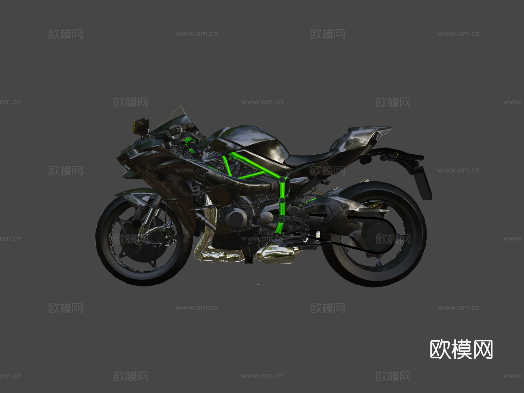 川崎忍者H2R超级摩托车3D模型su模型