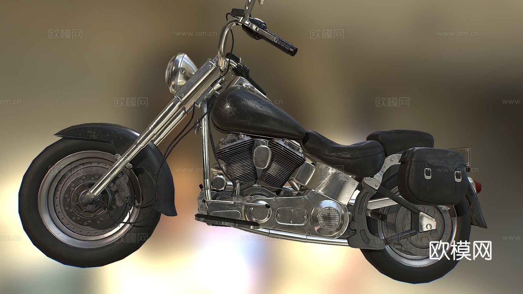哈雷戴维森肥仔1990摩托车su模型