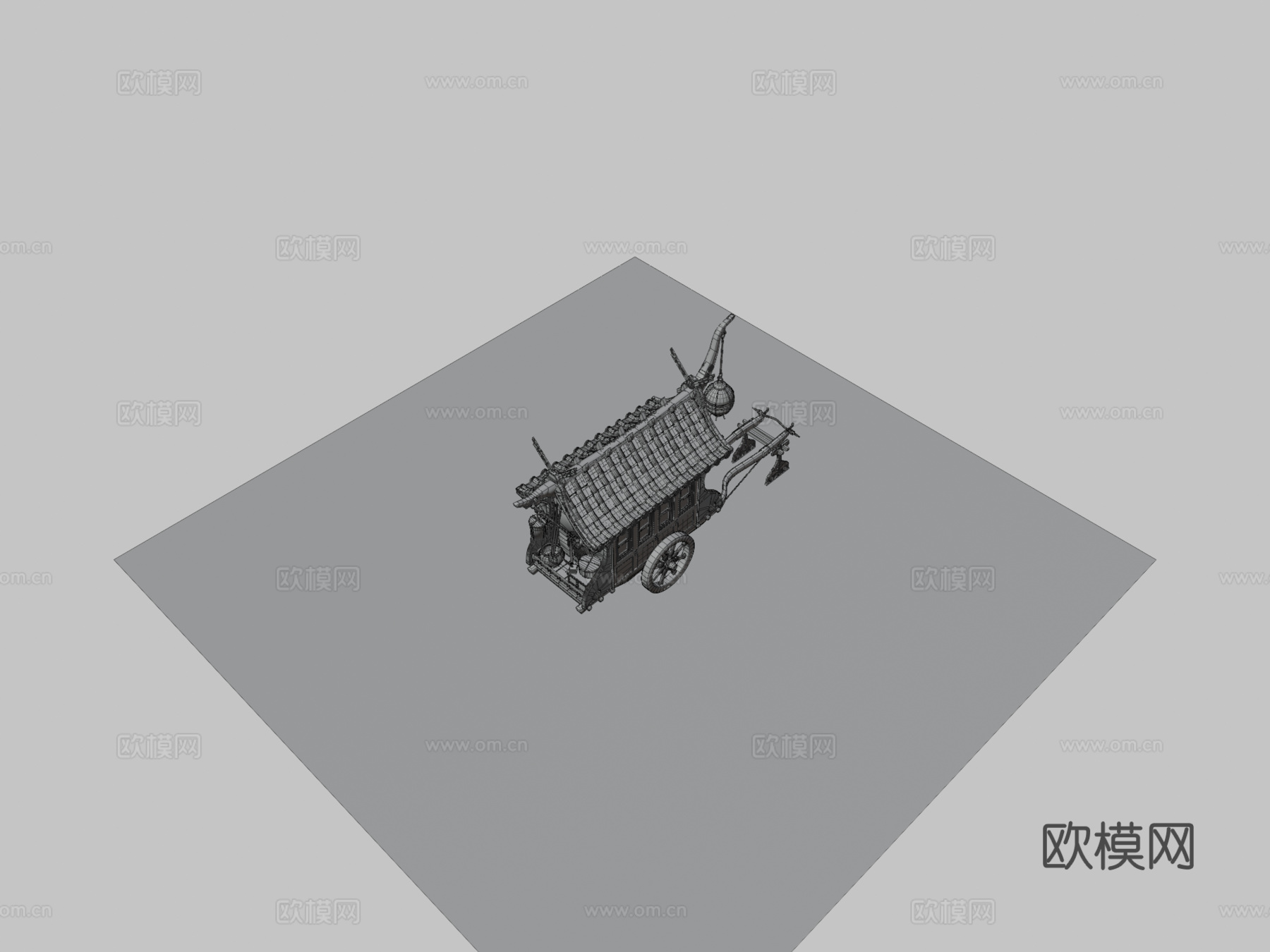 武士推车su模型