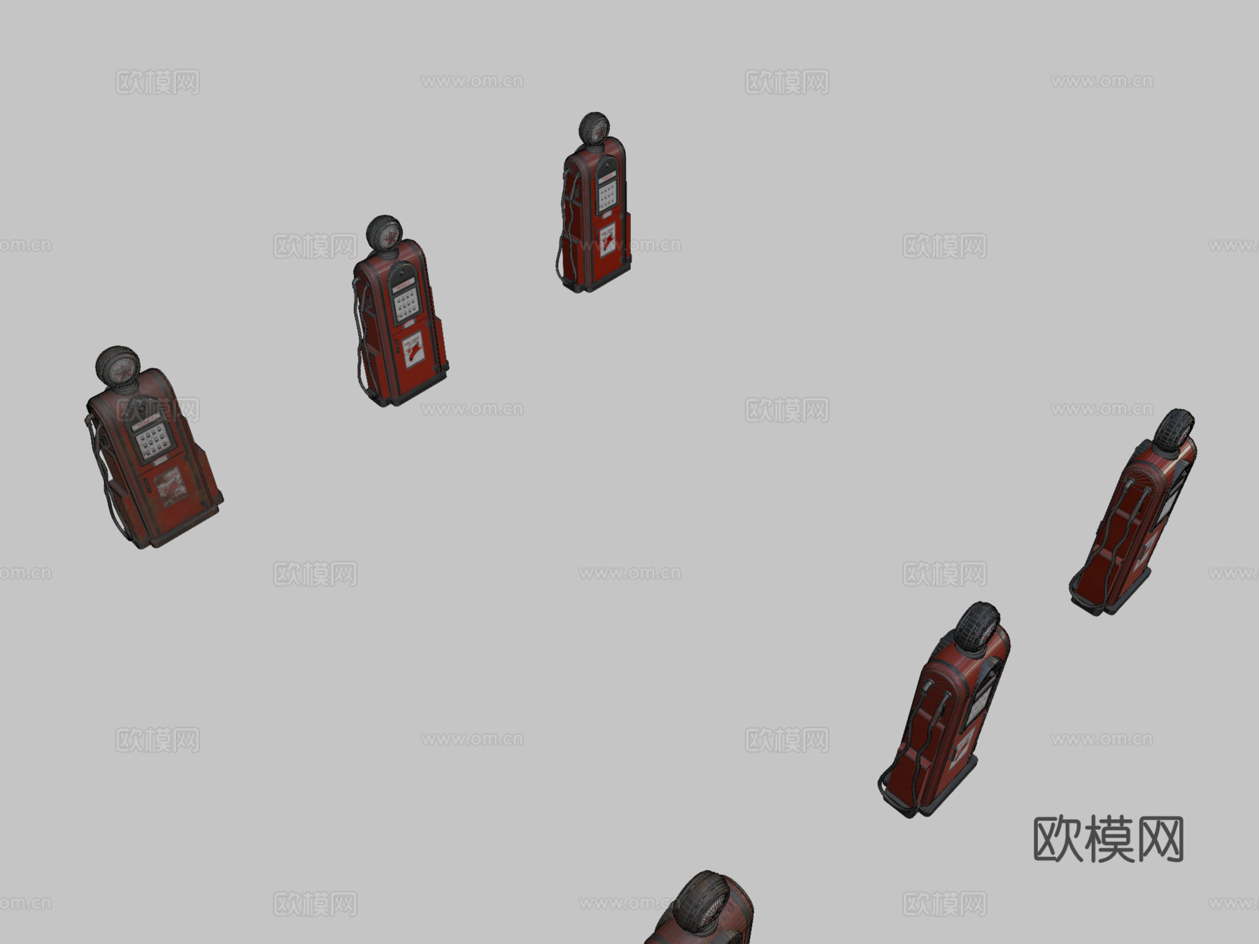 加油泵 - 德士古60年代（清洁、使用过和脏污）su模型