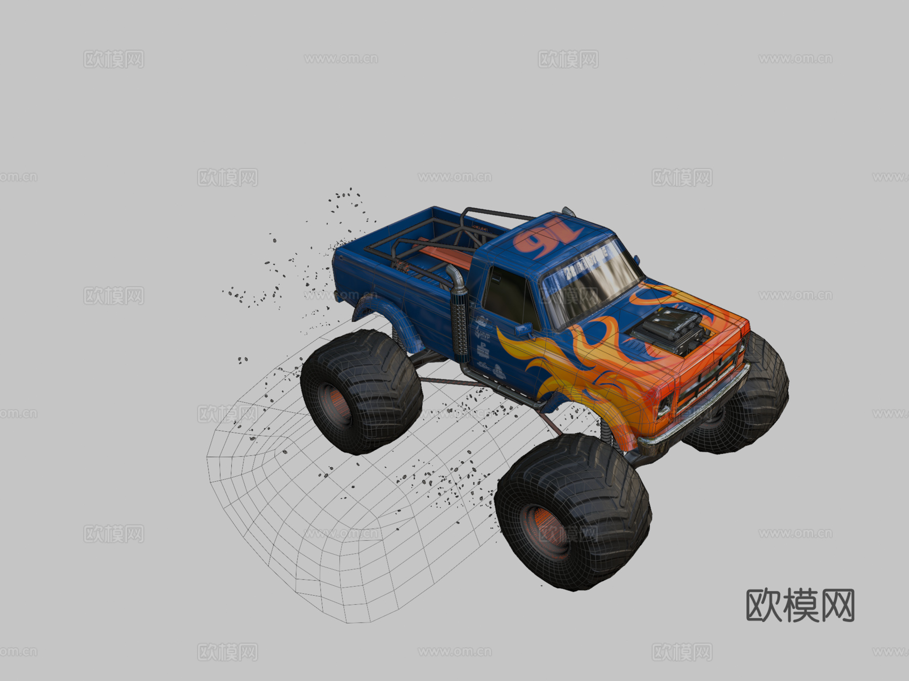 火焰中的怪物卡车su模型