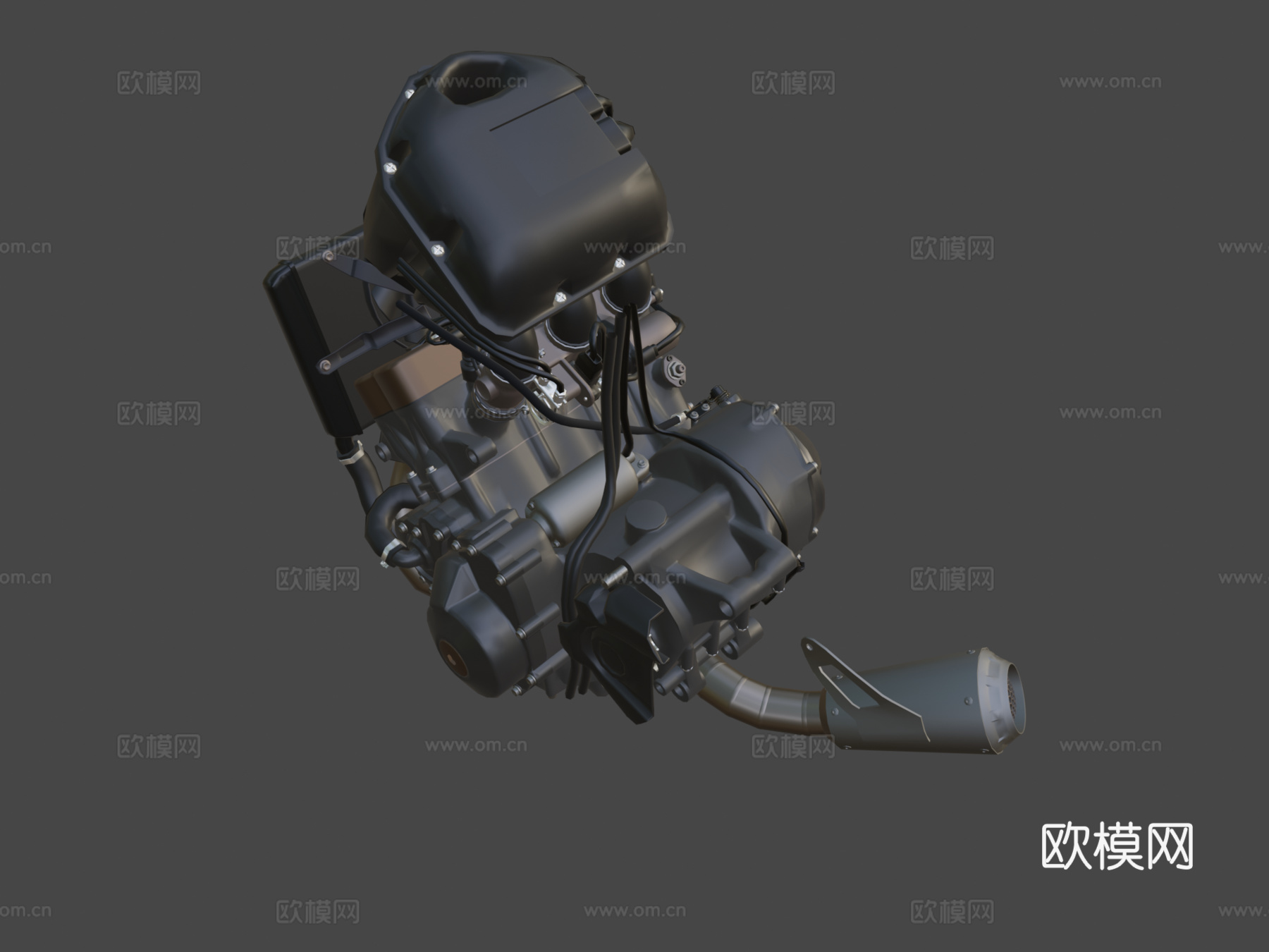 三缸摩托车发动机su模型