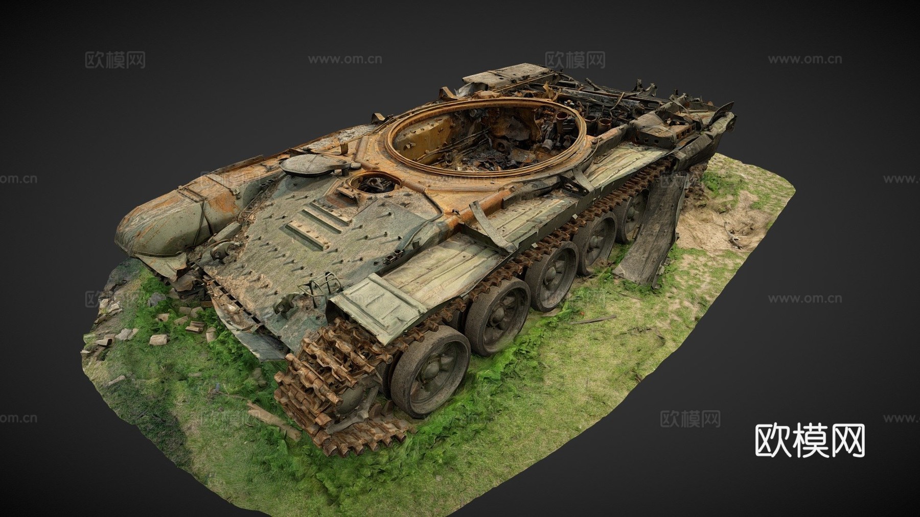 被摧毁的俄罗斯坦克su模型