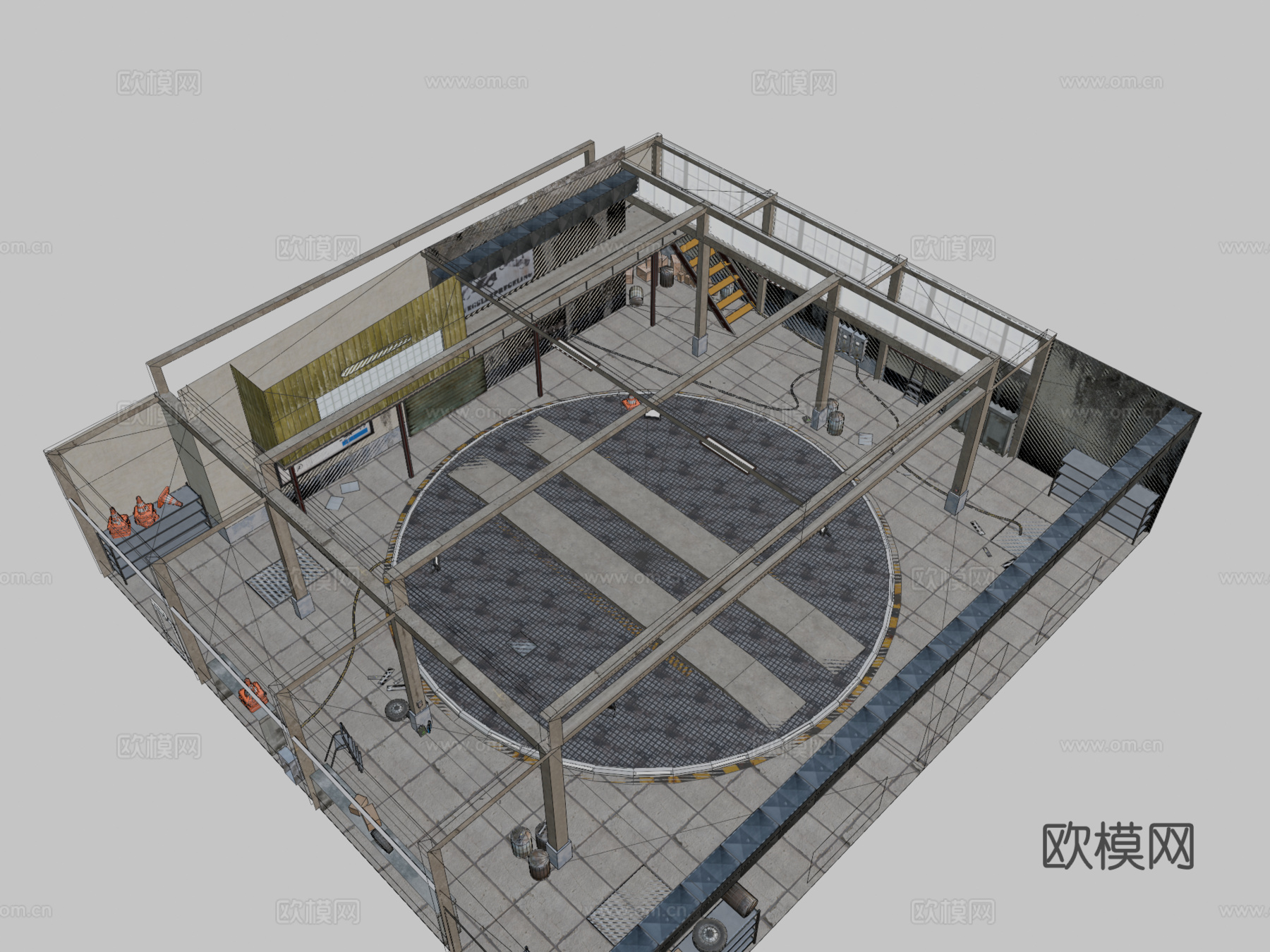 公交车车库su模型