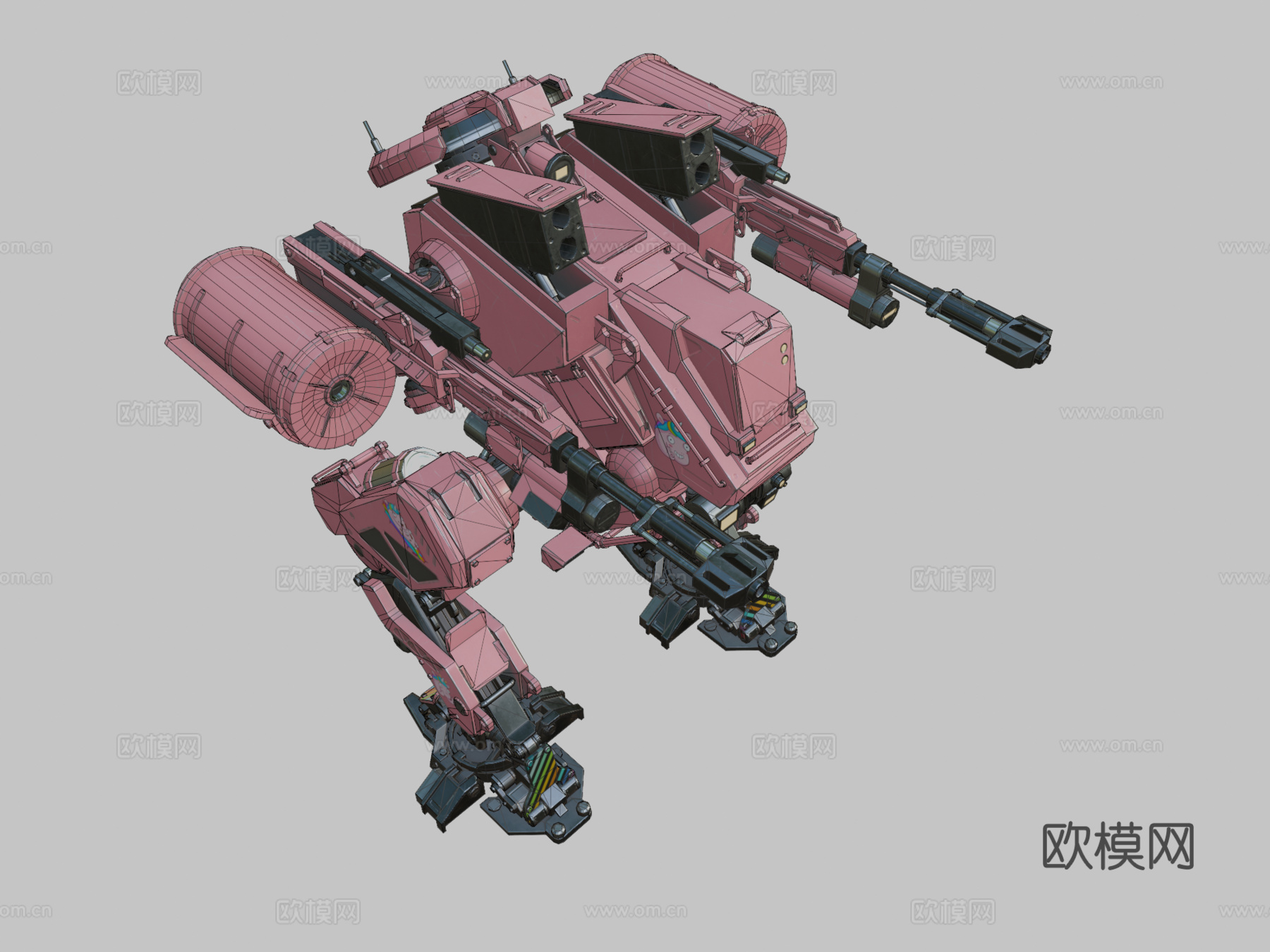 粉色机甲su模型