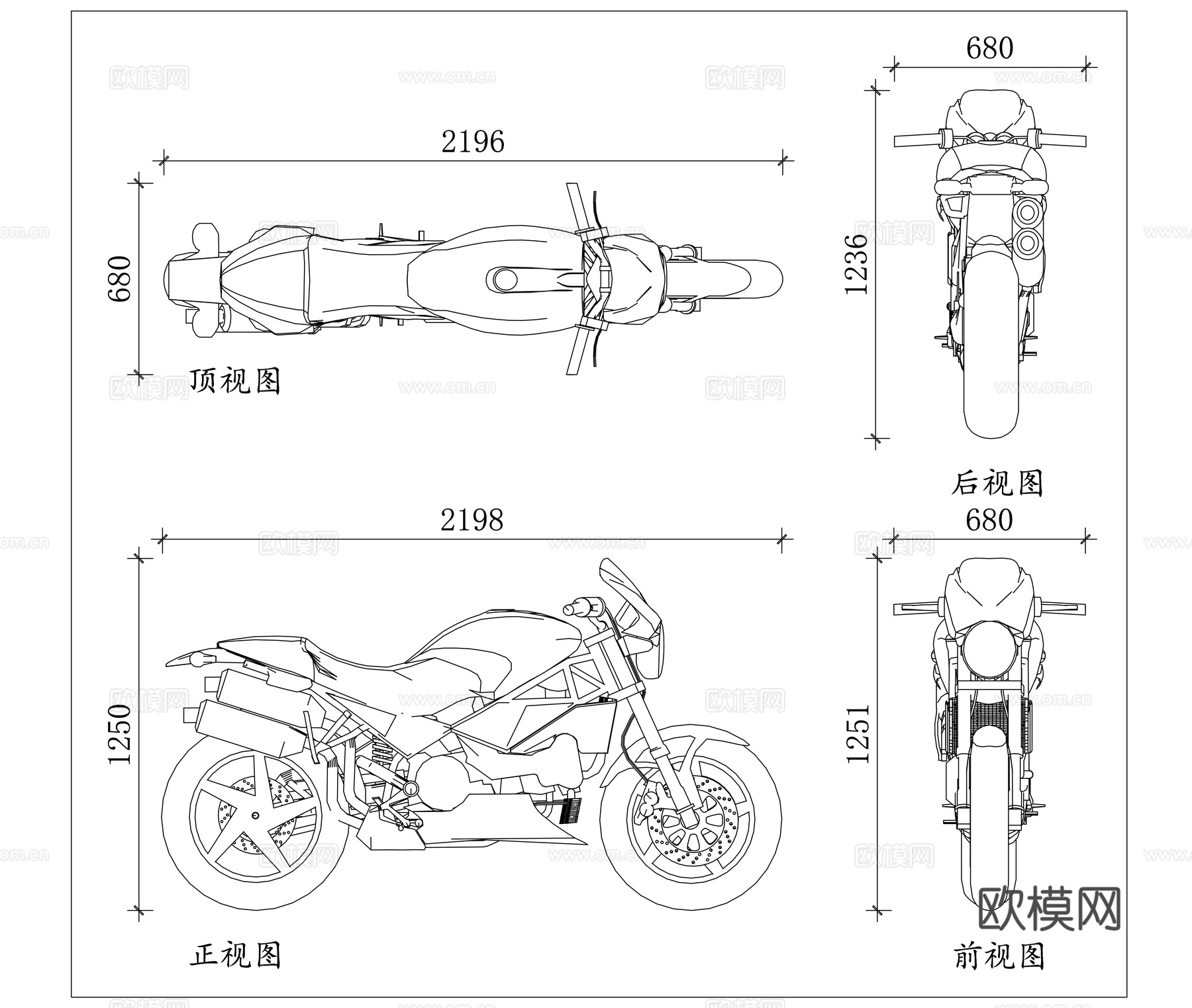 重机 街跑 仿赛 性能机车 运动摩托cad施工图