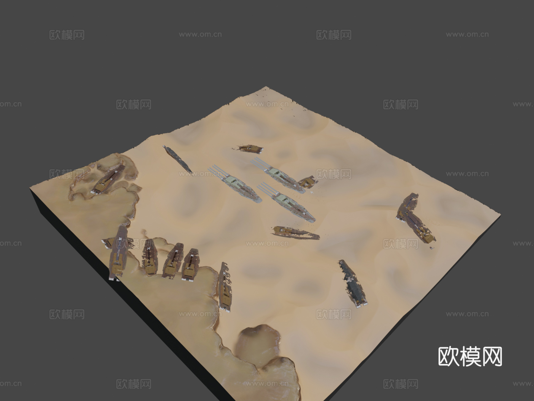 沙漠，飞船墓地su模型