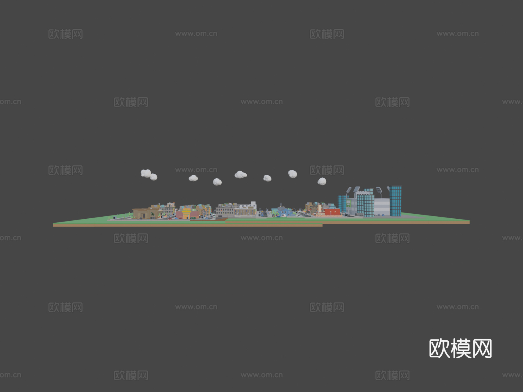 低多边形城市包su模型