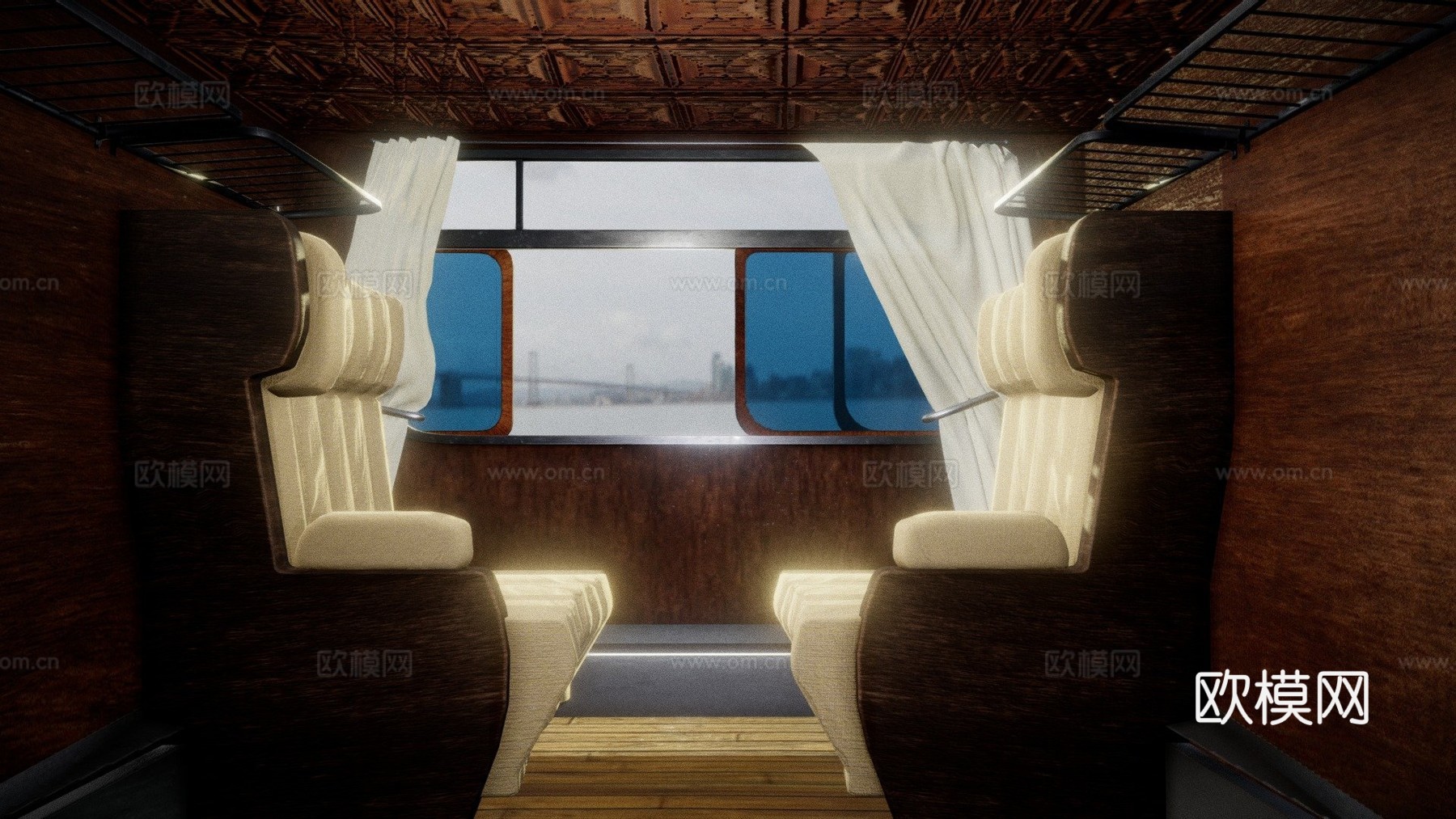 简易火车车厢su模型