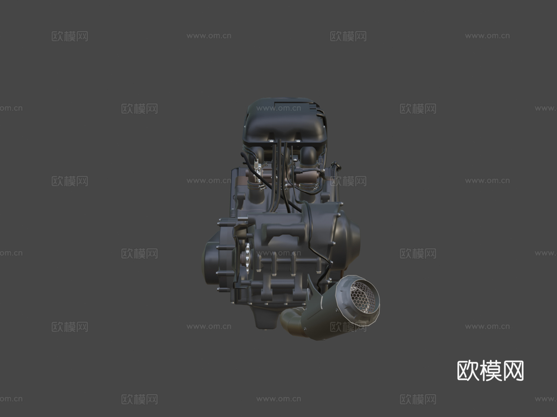 三缸摩托车发动机su模型