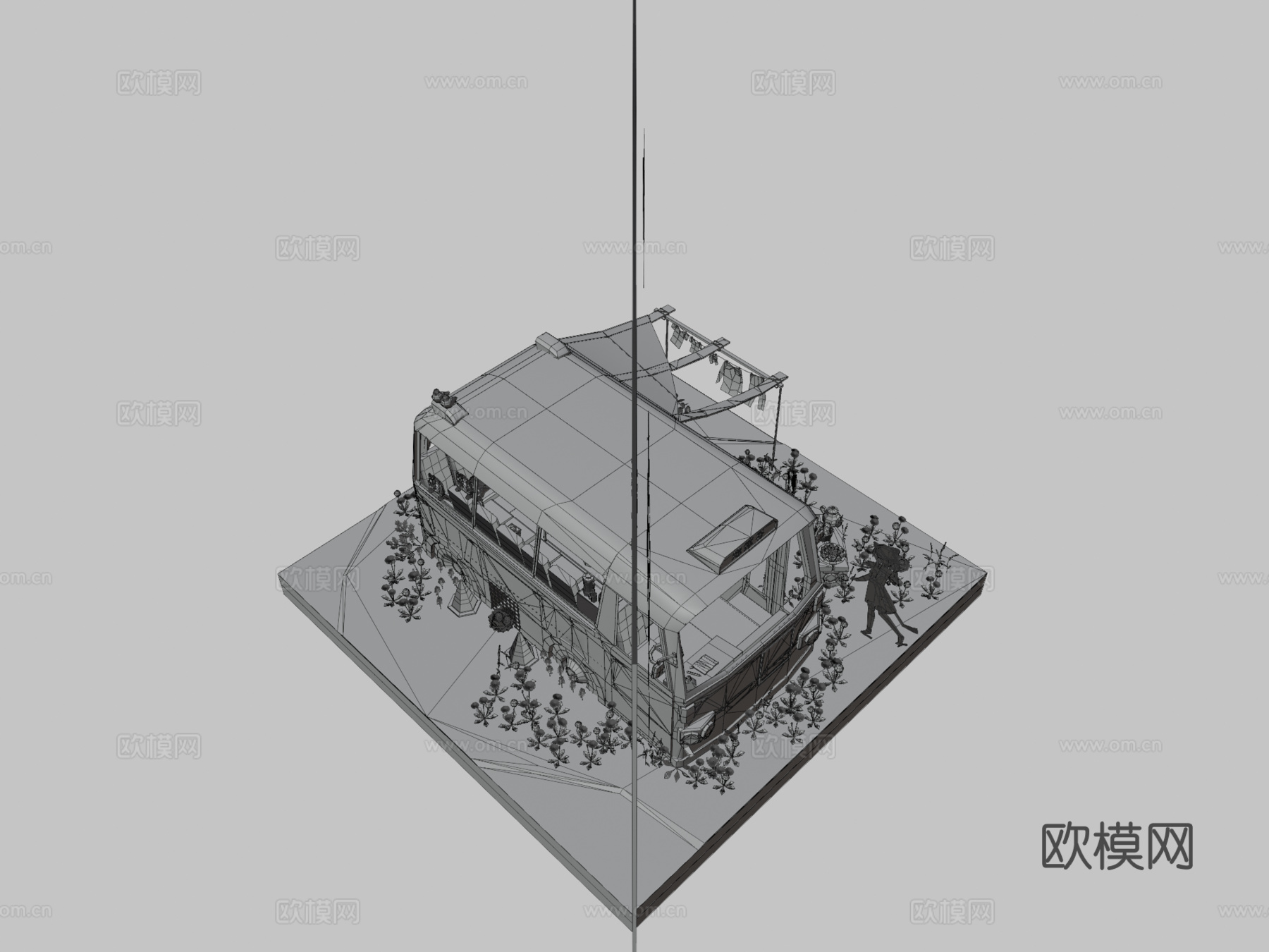 生活在废弃巴士上su模型