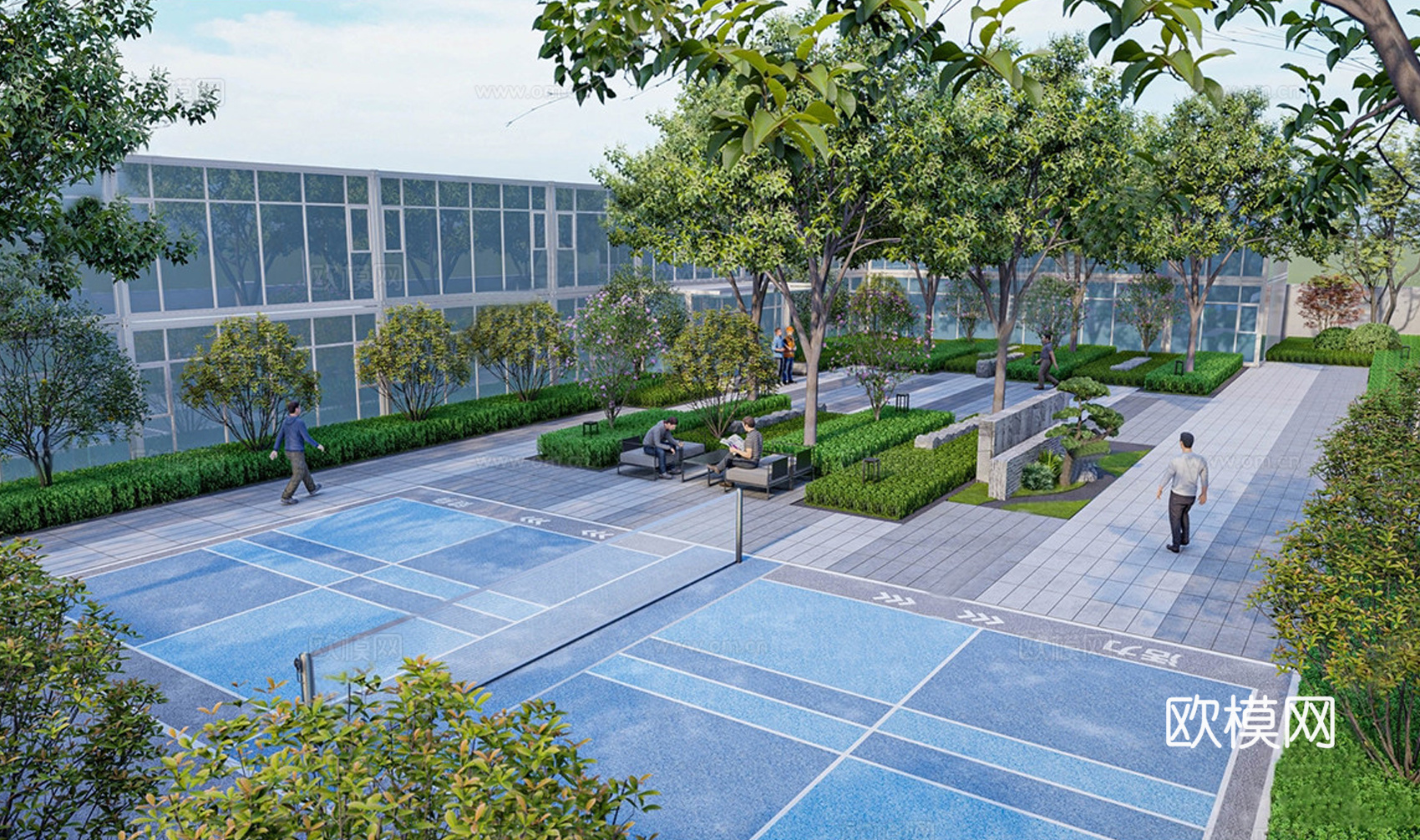 现代办公景观 户外公园su模型