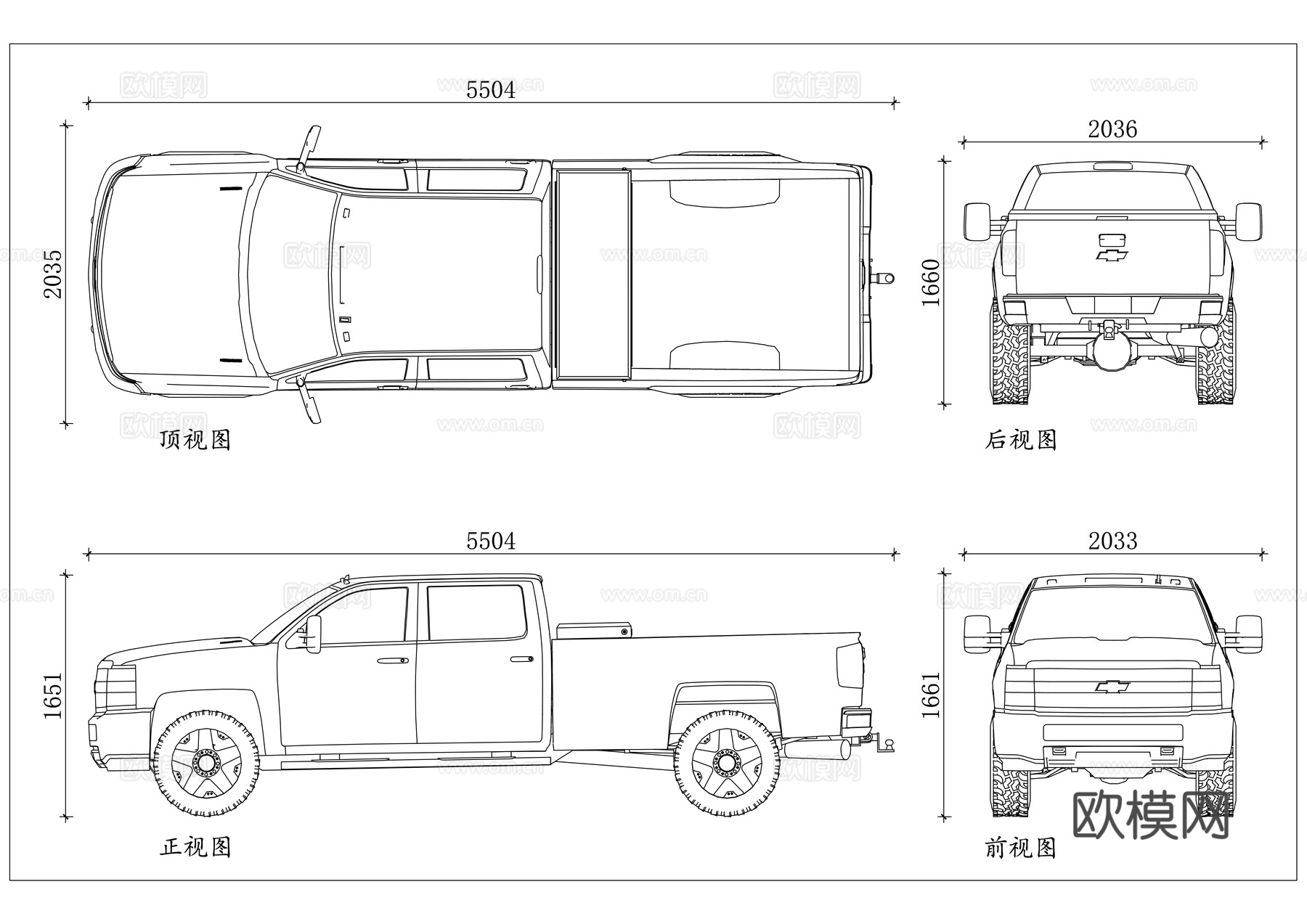 索罗德加长 库罗德加长 雪佛兰长舱 加长索罗德 长舱皮卡cad施工图