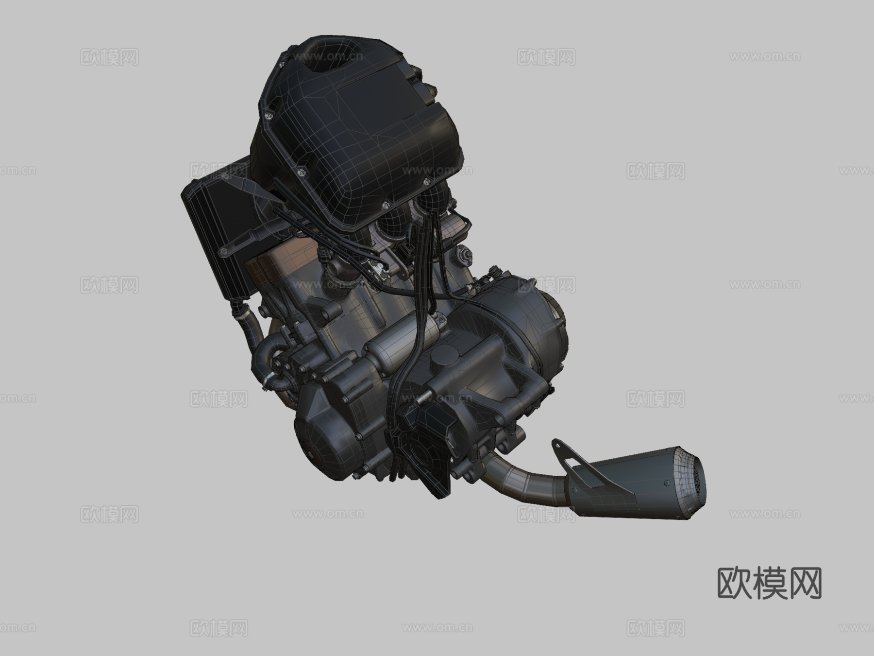 三缸摩托车发动机su模型