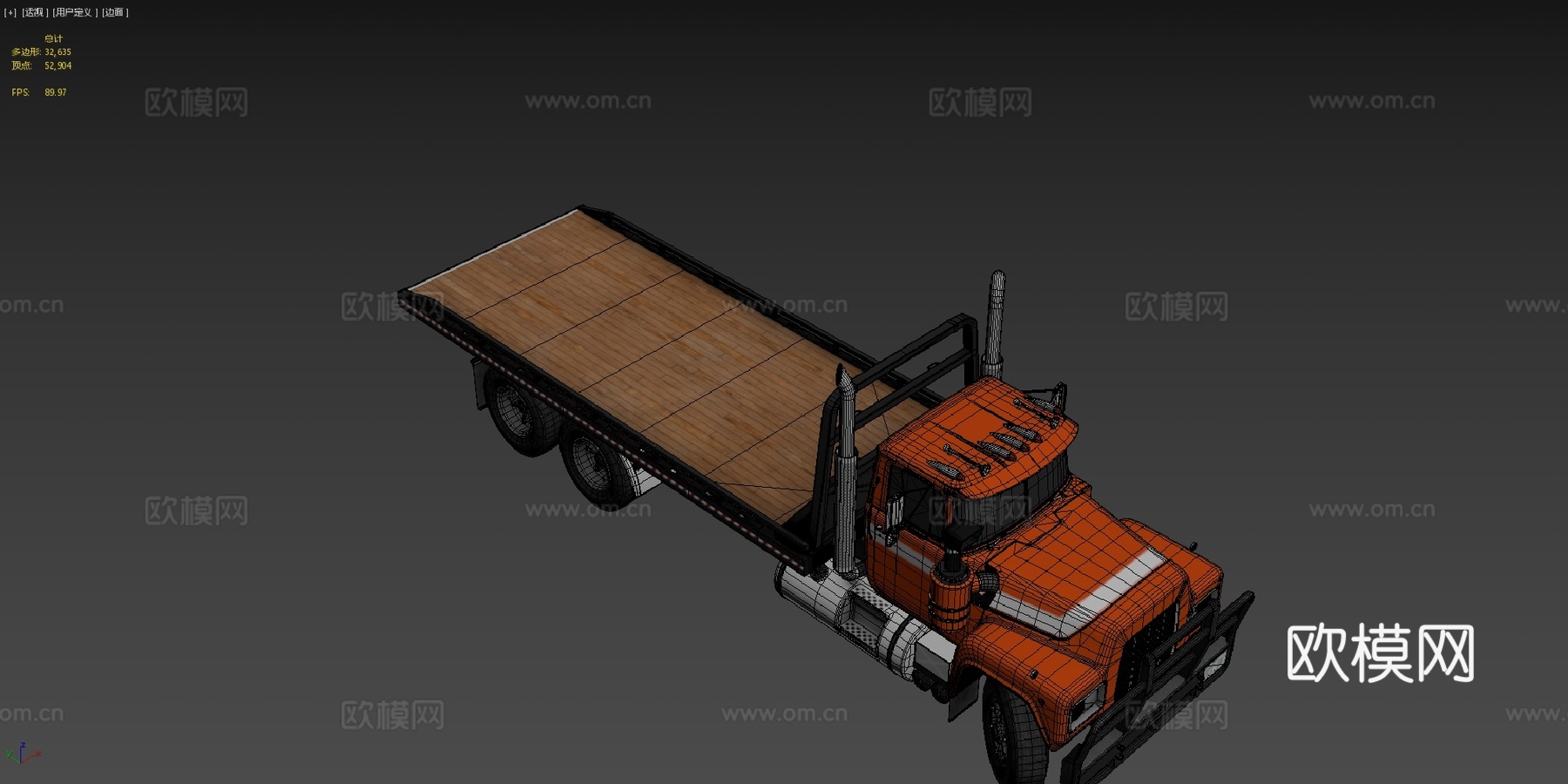 工业平板卡车su模型