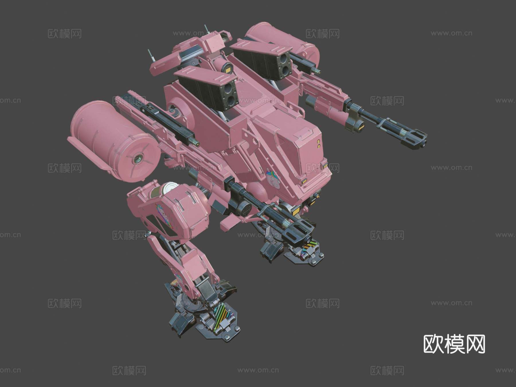 粉色机甲su模型