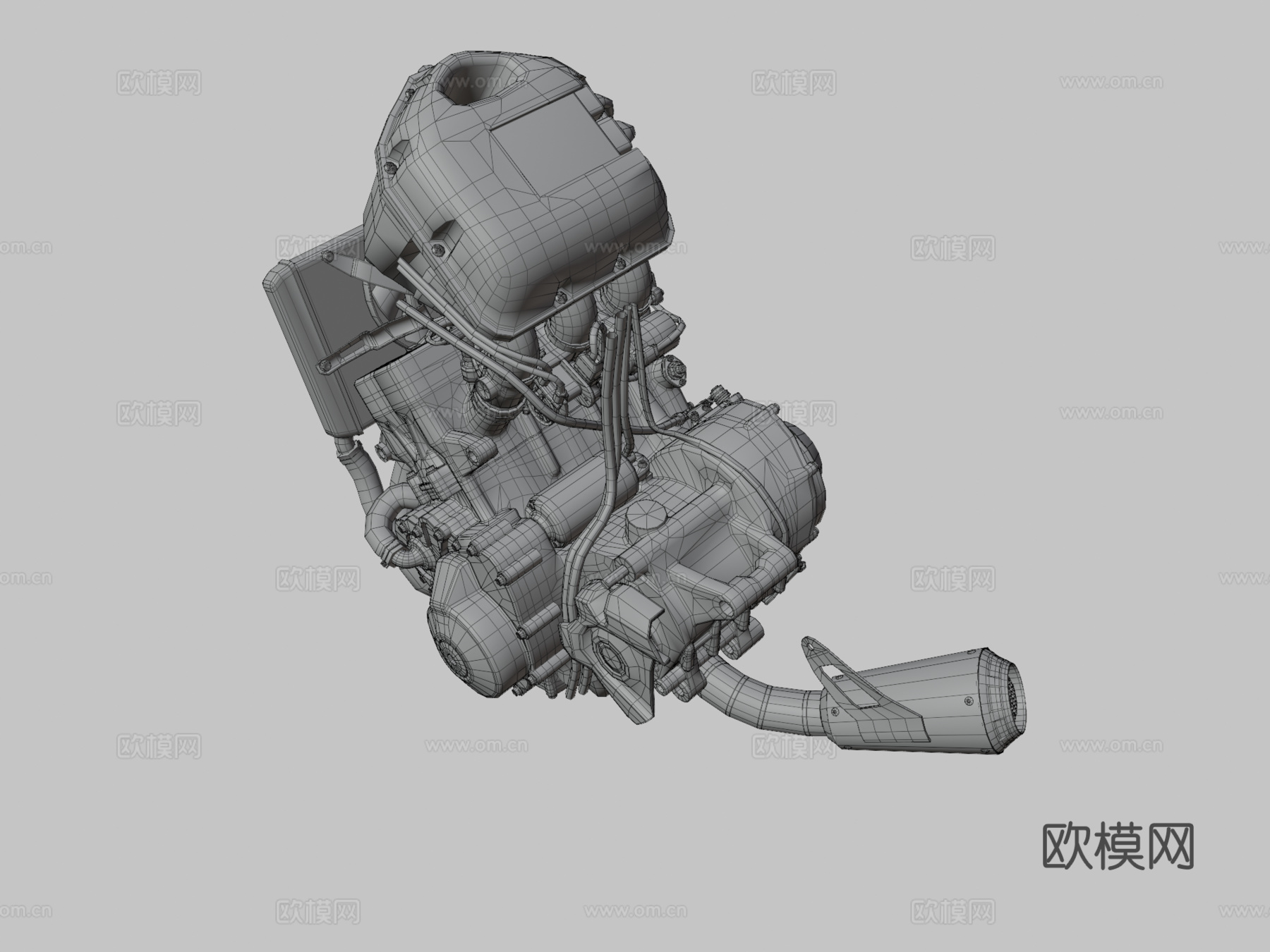 三缸摩托车发动机su模型