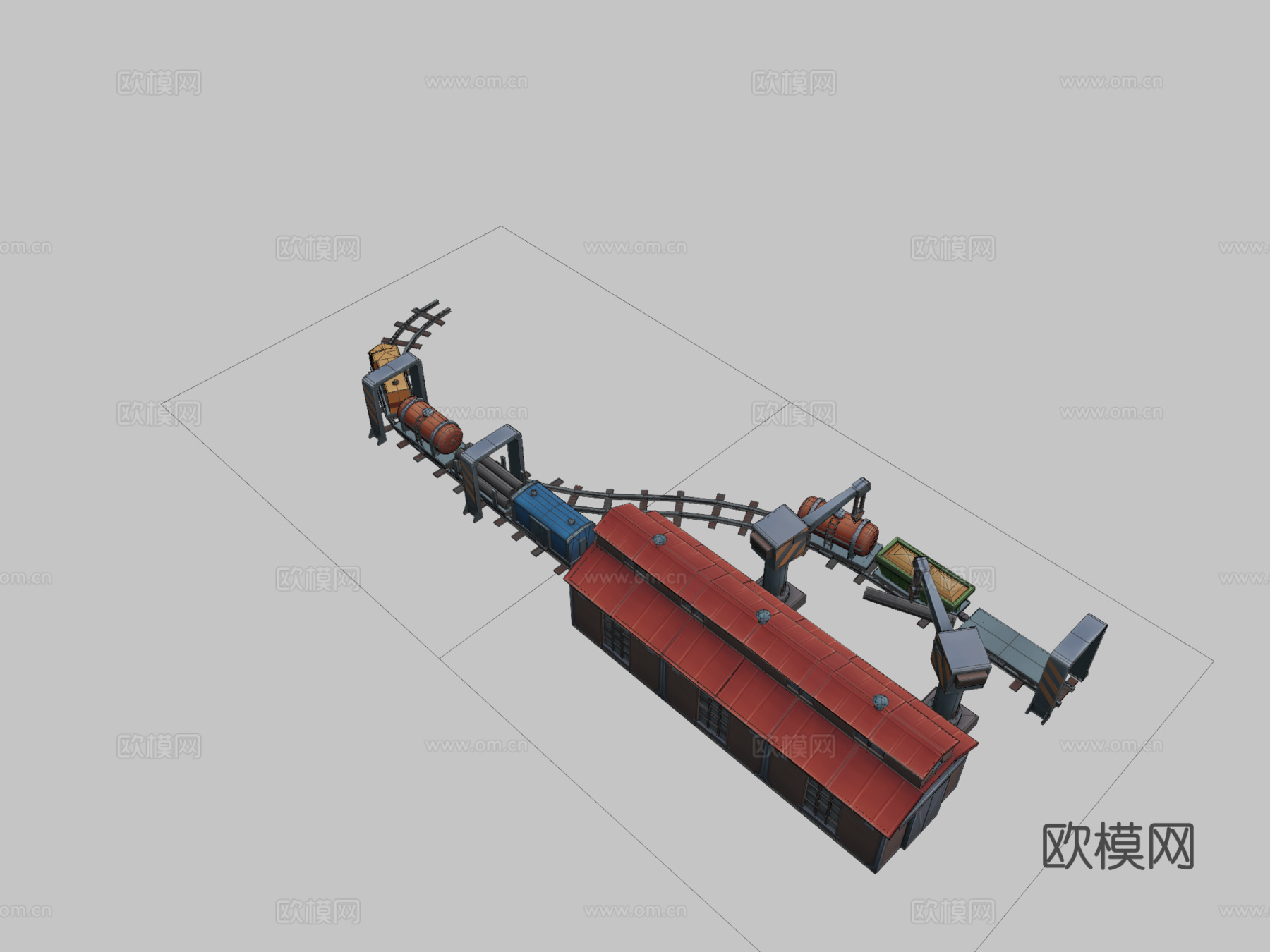立方体火车站su模型