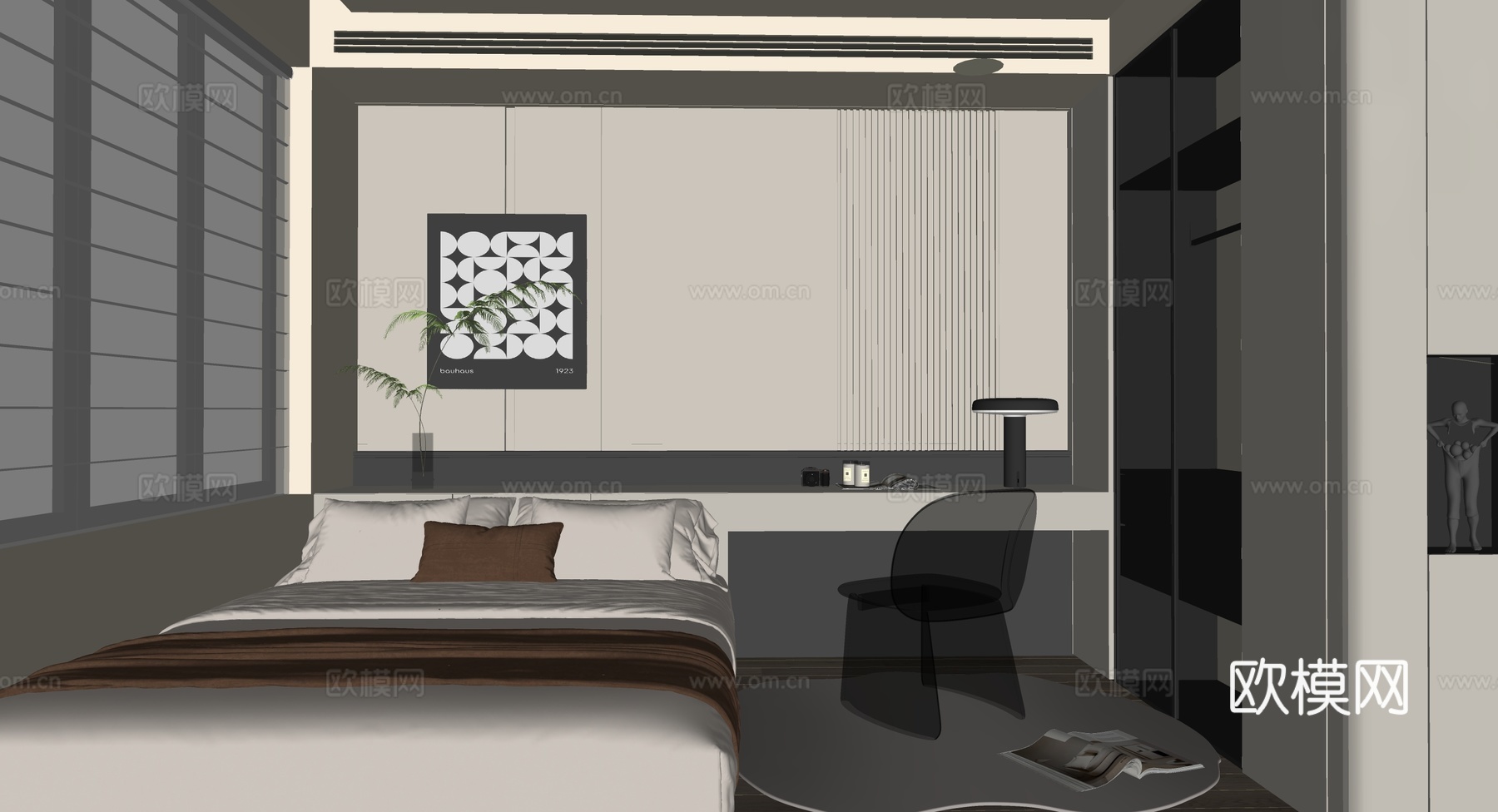 榻榻米卧室su模型