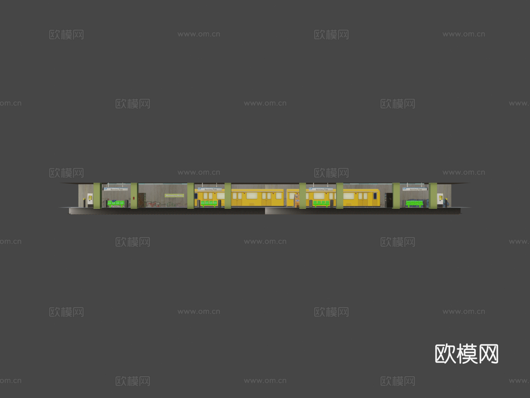 低多边形柏林地铁站su模型