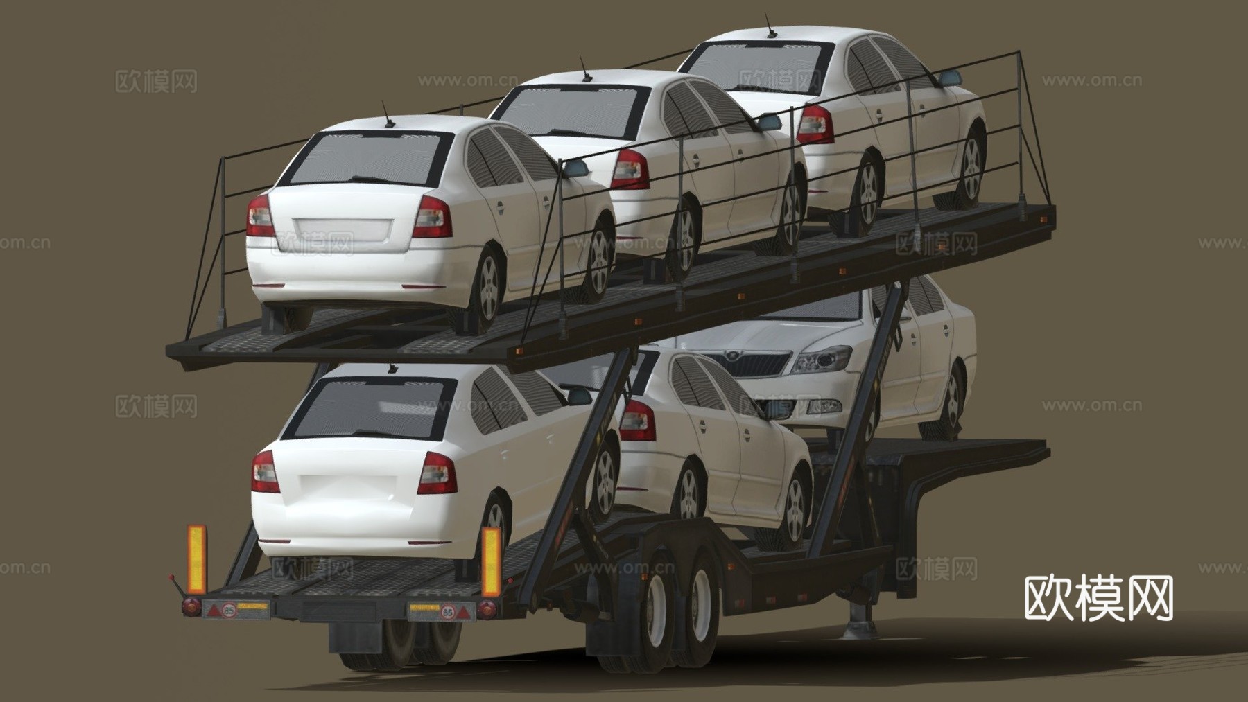 汽车运输拖车su模型