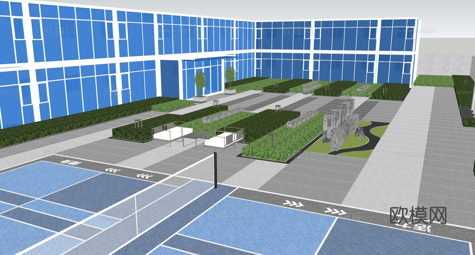 现代办公景观 户外公园su模型