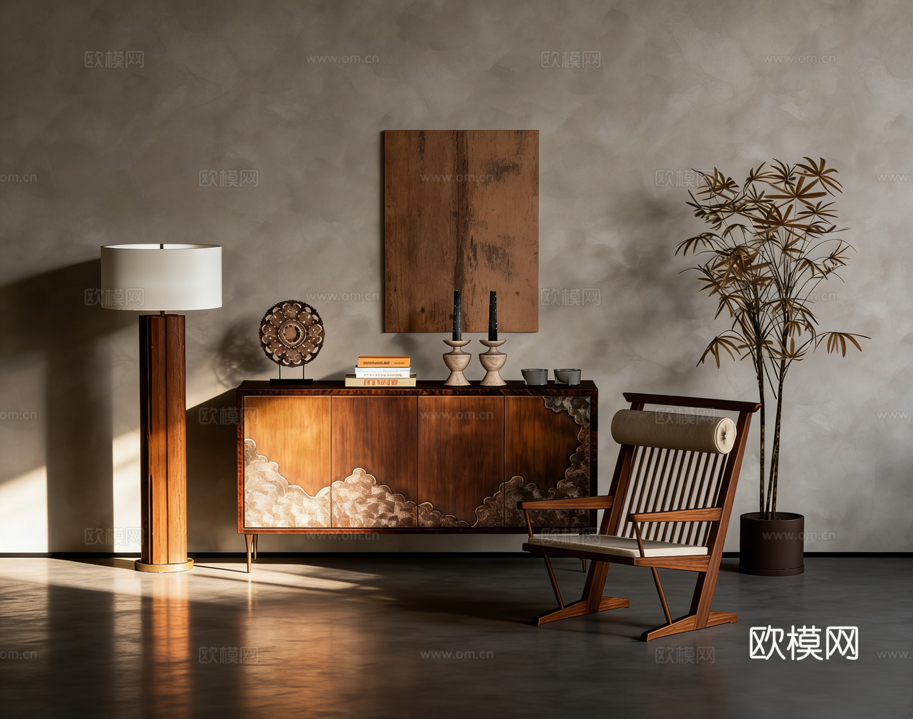 中古风装饰柜su模型