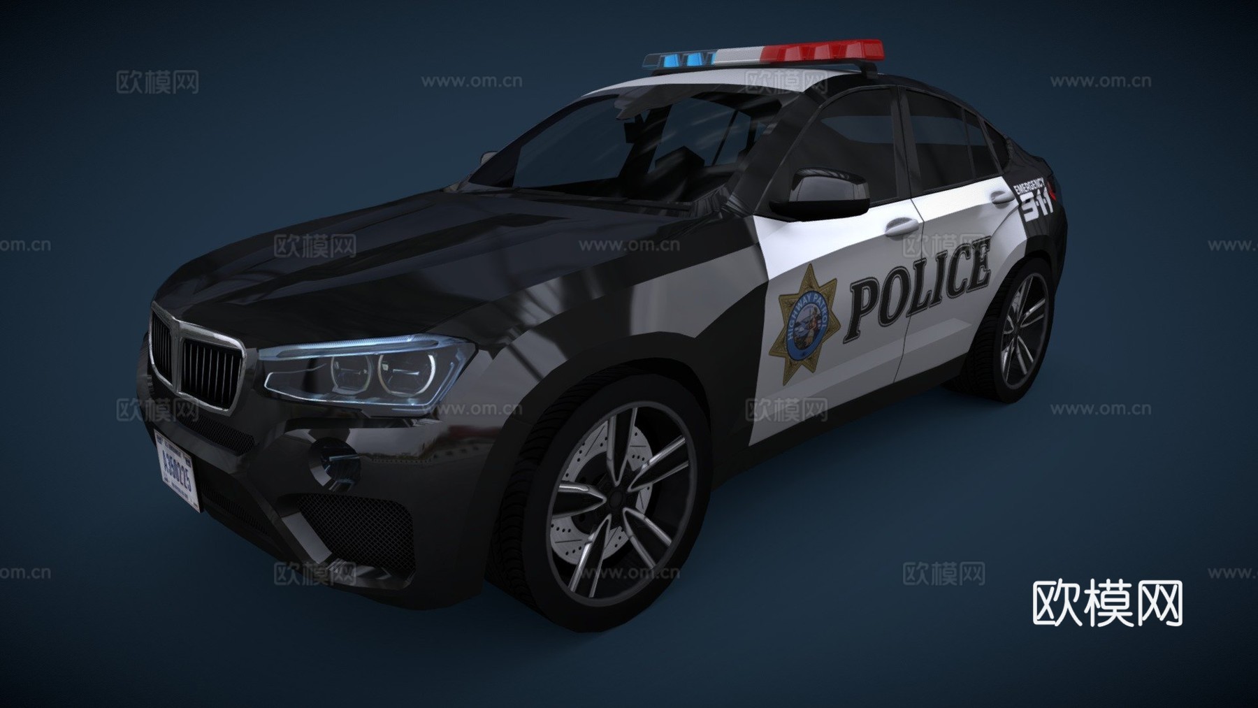 低多边形通用SUV警车su模型