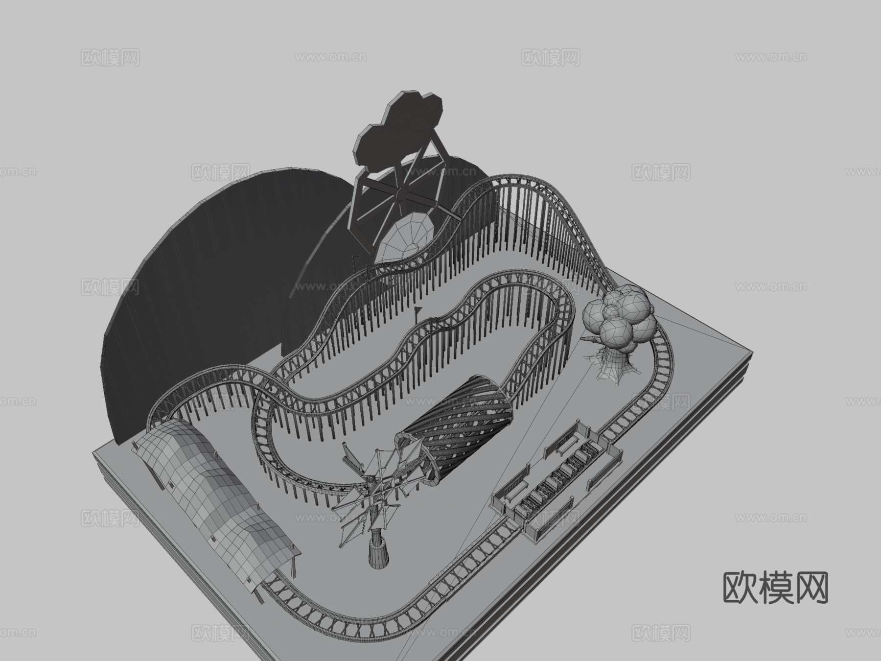 过山车立体模型卡通风格su模型