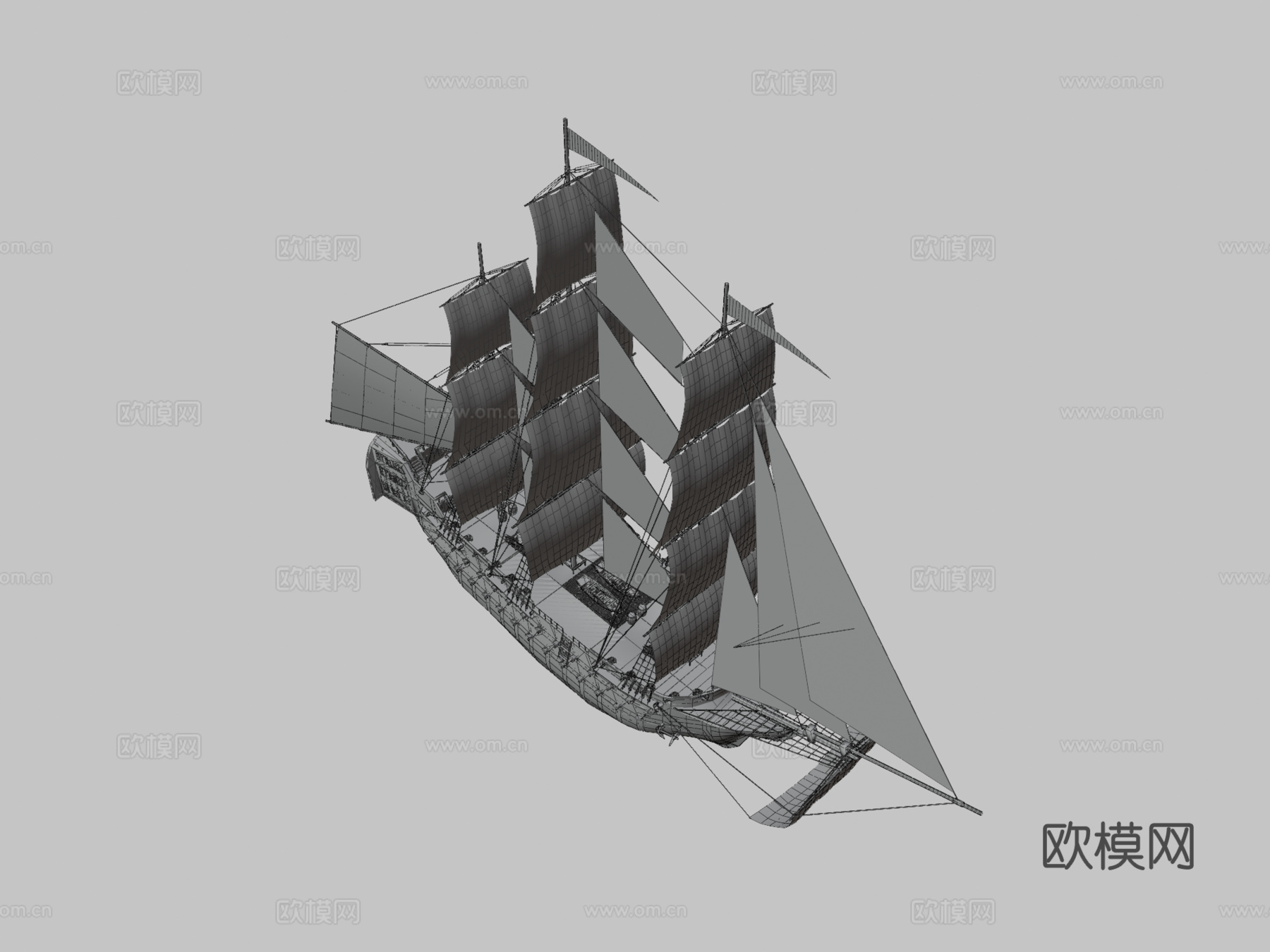 线列战舰 80 门炮su模型