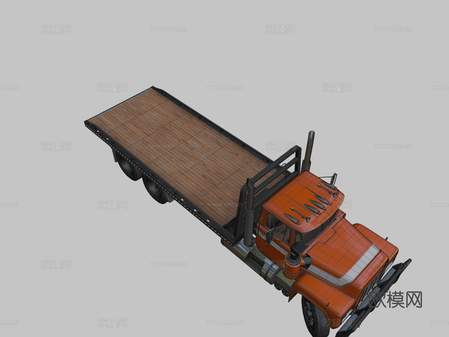 工业平板卡车su模型