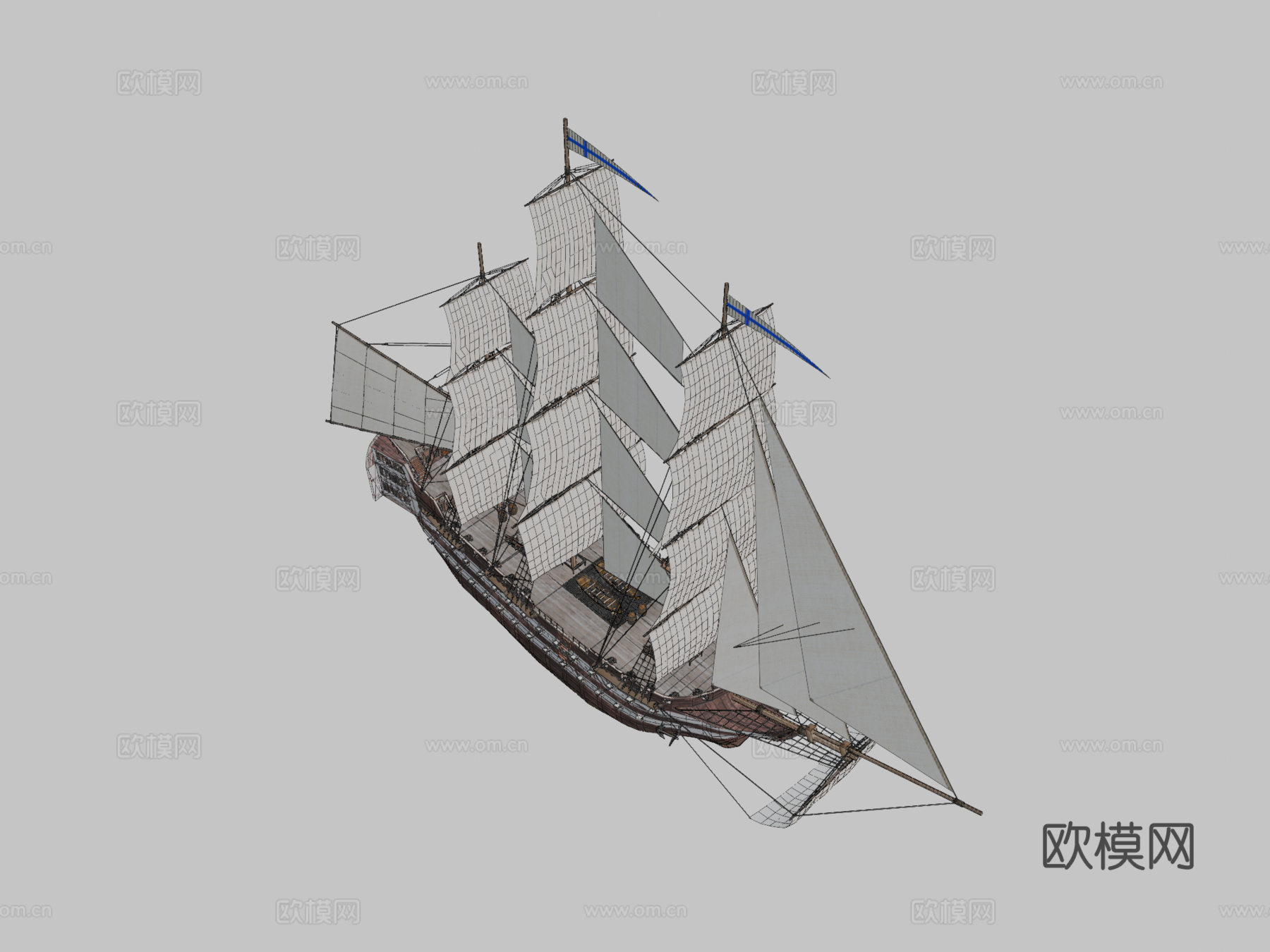 线列战舰 80 门炮su模型