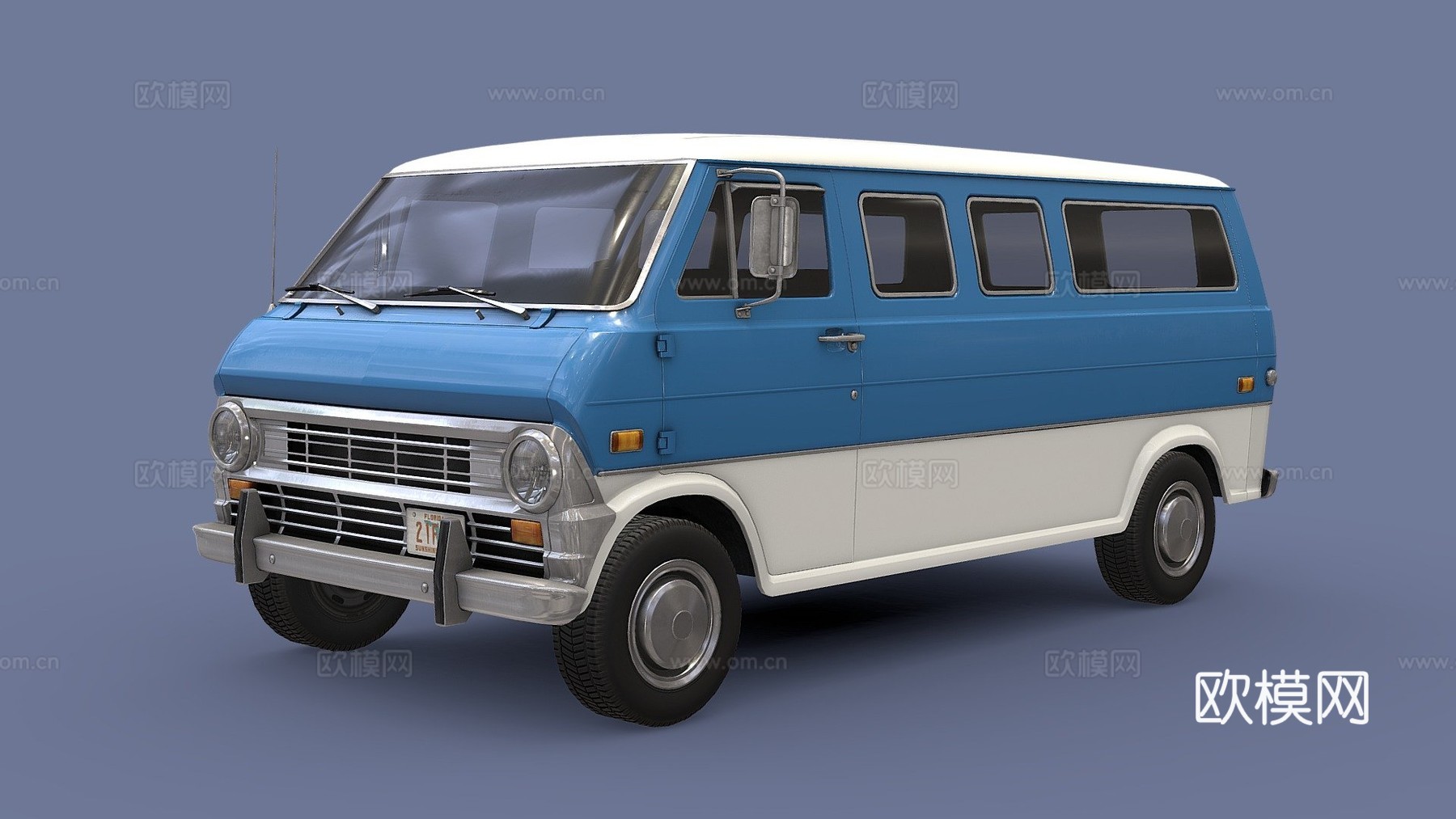 复古厢式货车su模型