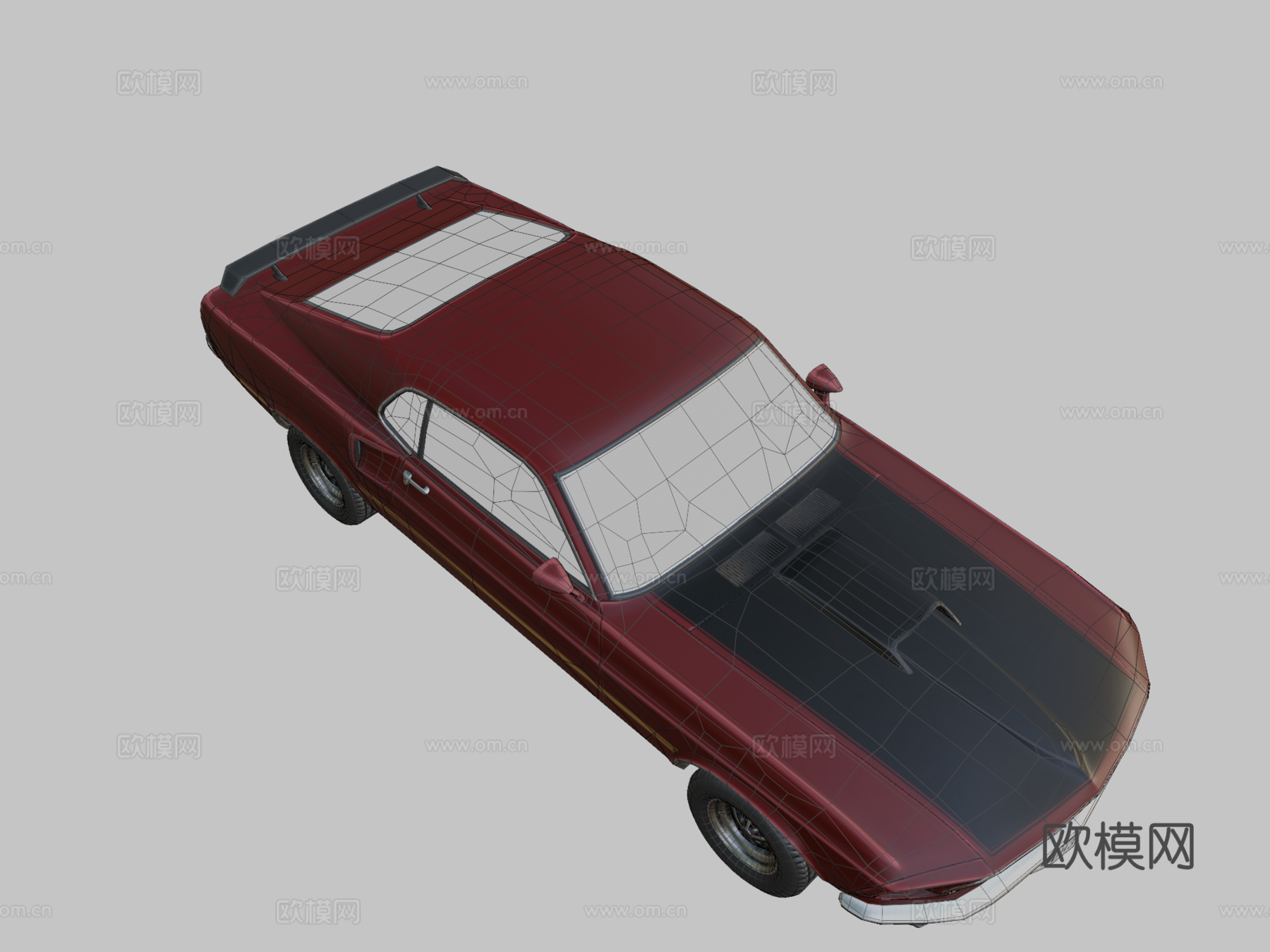 低多边形汽车 - 福特野马 Mach 1 351 1969su模型