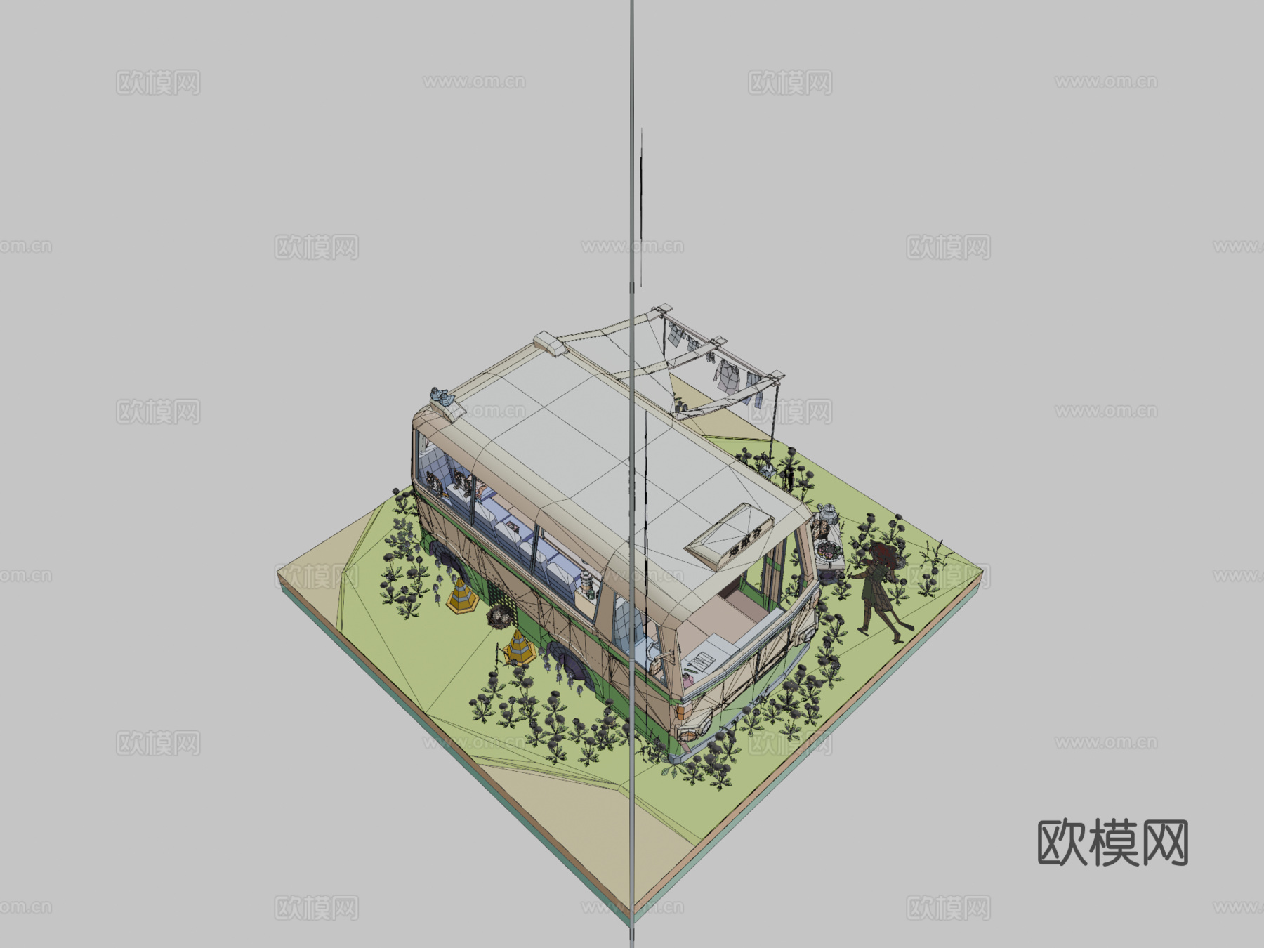 生活在废弃巴士上su模型